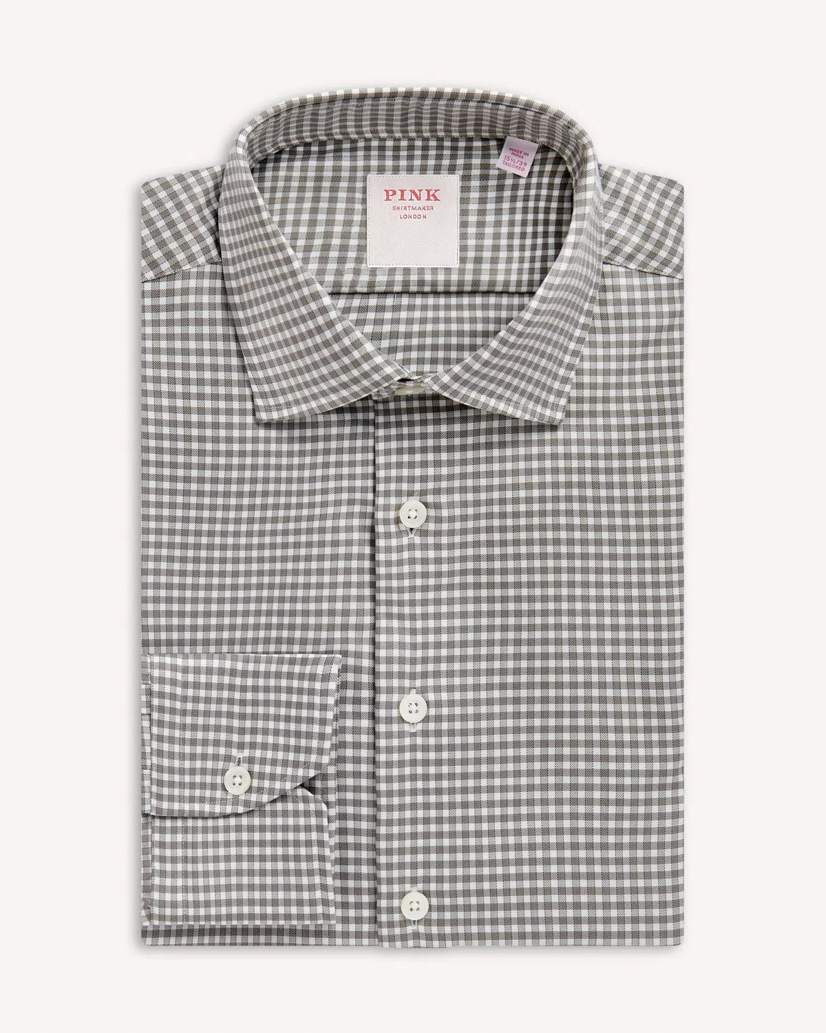 Thomas Pink Journey Twill Check Shirt Grey White-MALFORD OF LONDON SAVILE ROW MENSWEAR OUTLET