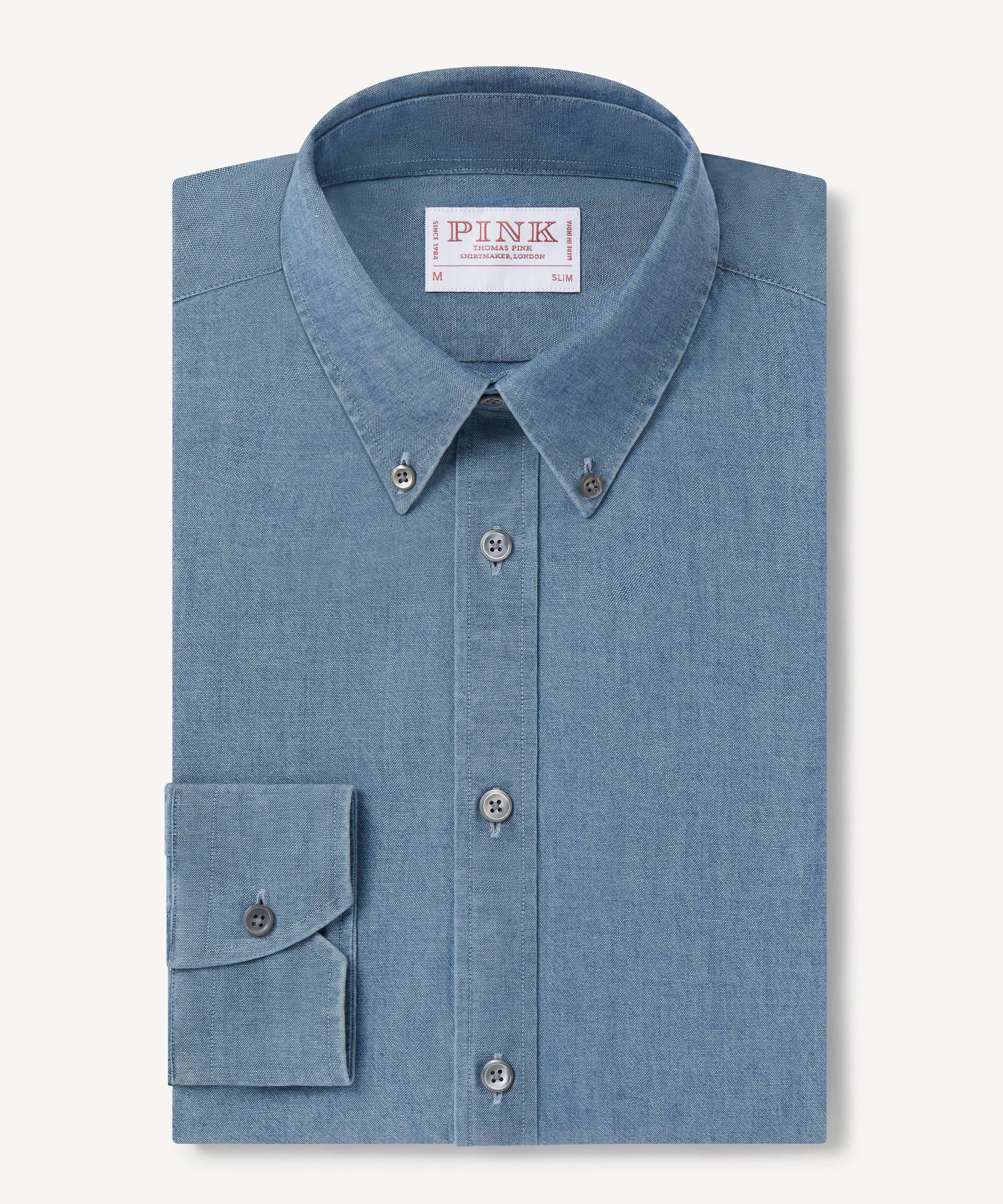 Thomas Pink Loose Fit Chambray Utility Shirt-MALFORD OF LONDON SAVILE ROW MENSWEAR OUTLET