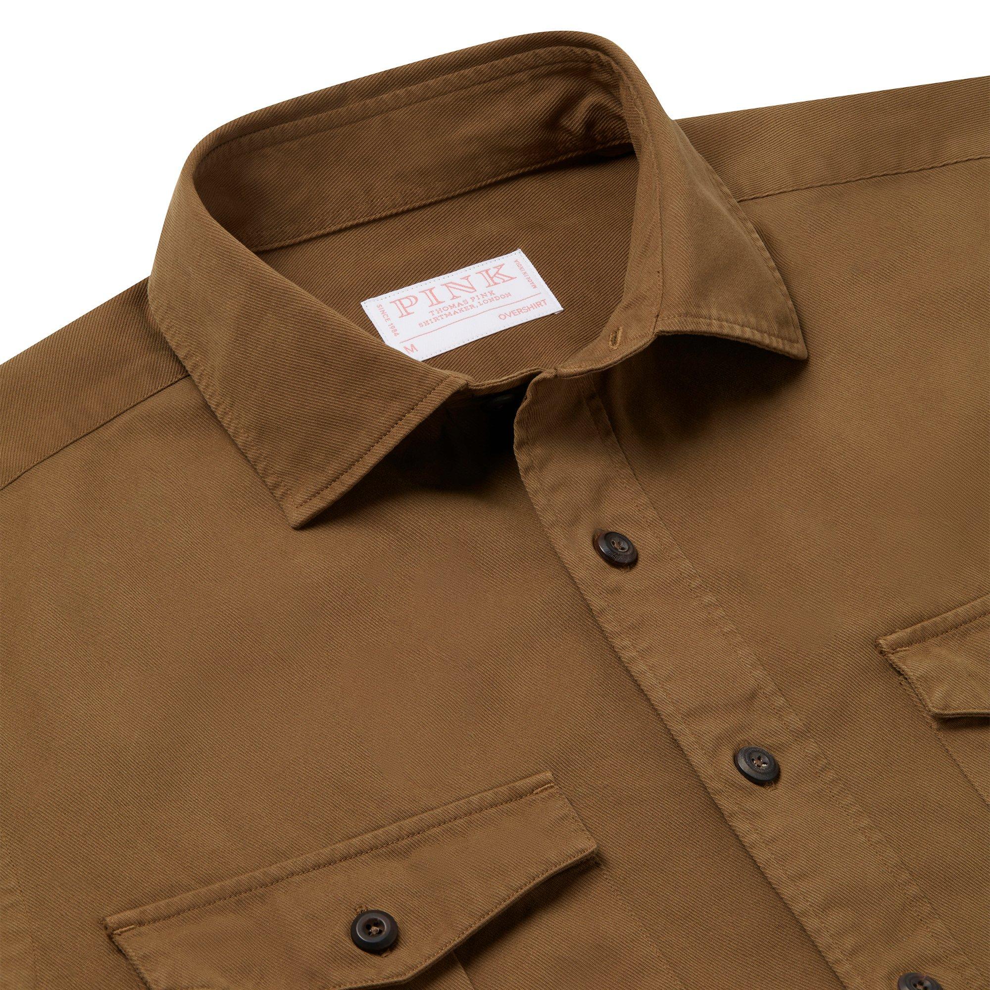 Thomas Pink Loose Fit Garment Dye Utility Shirt Olive-MALFORD OF LONDON SAVILE ROW MENSWEAR OUTLET