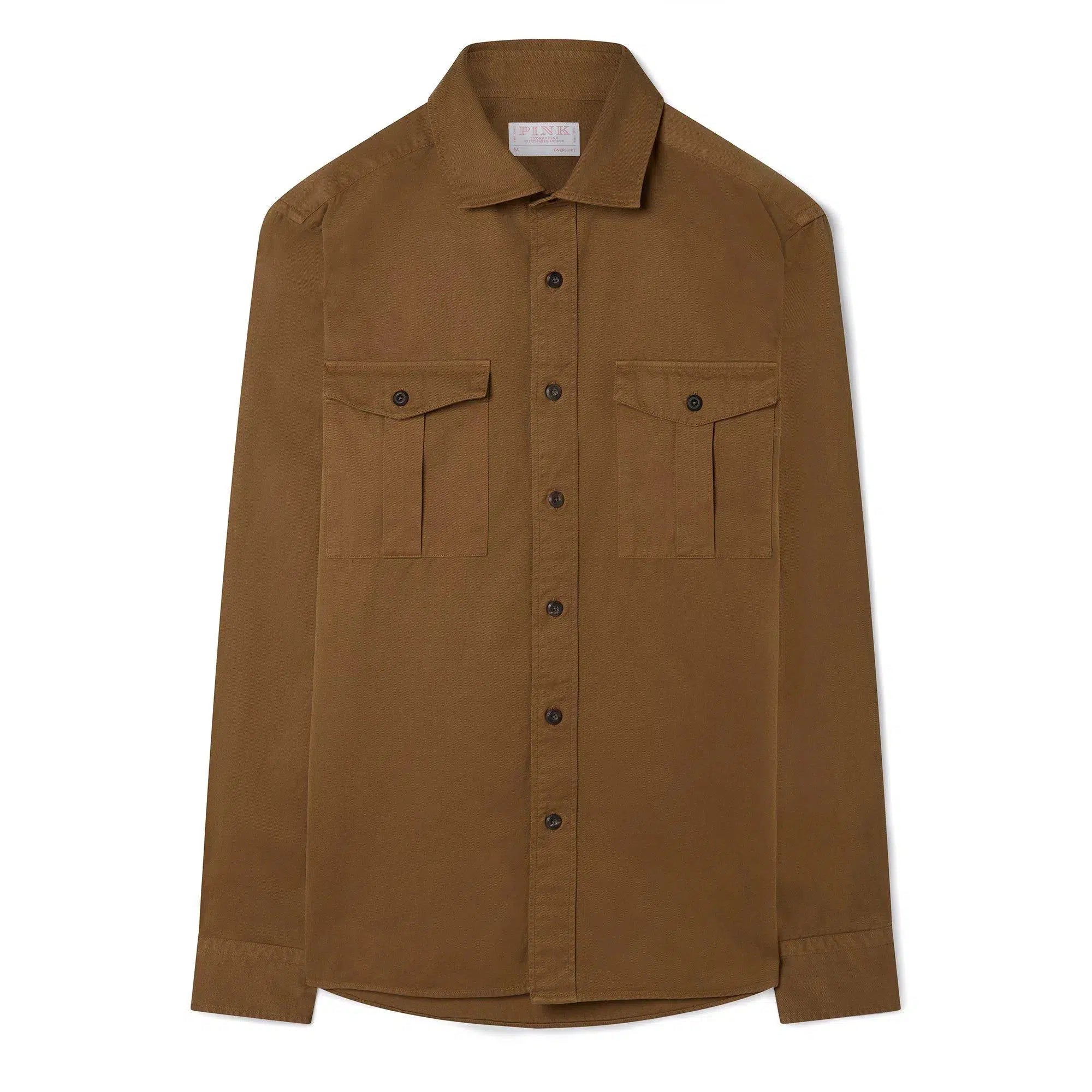 Thomas Pink Loose Fit Garment Dye Utility Shirt Olive-MALFORD OF LONDON SAVILE ROW MENSWEAR OUTLET