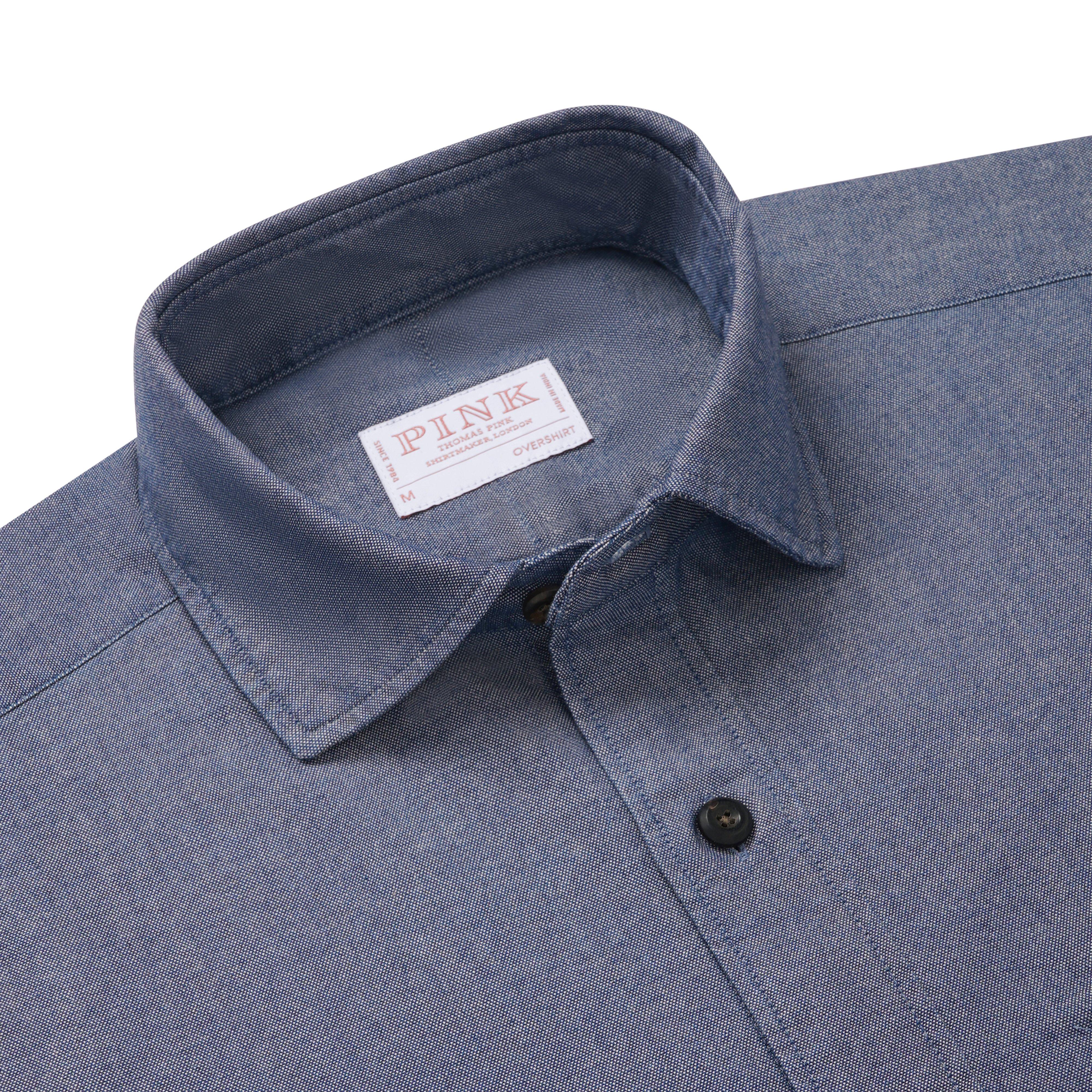 Thomas Pink Loose Fit Oxford Indigo Utility Shirt-MALFORD OF LONDON SAVILE ROW MENSWEAR OUTLET