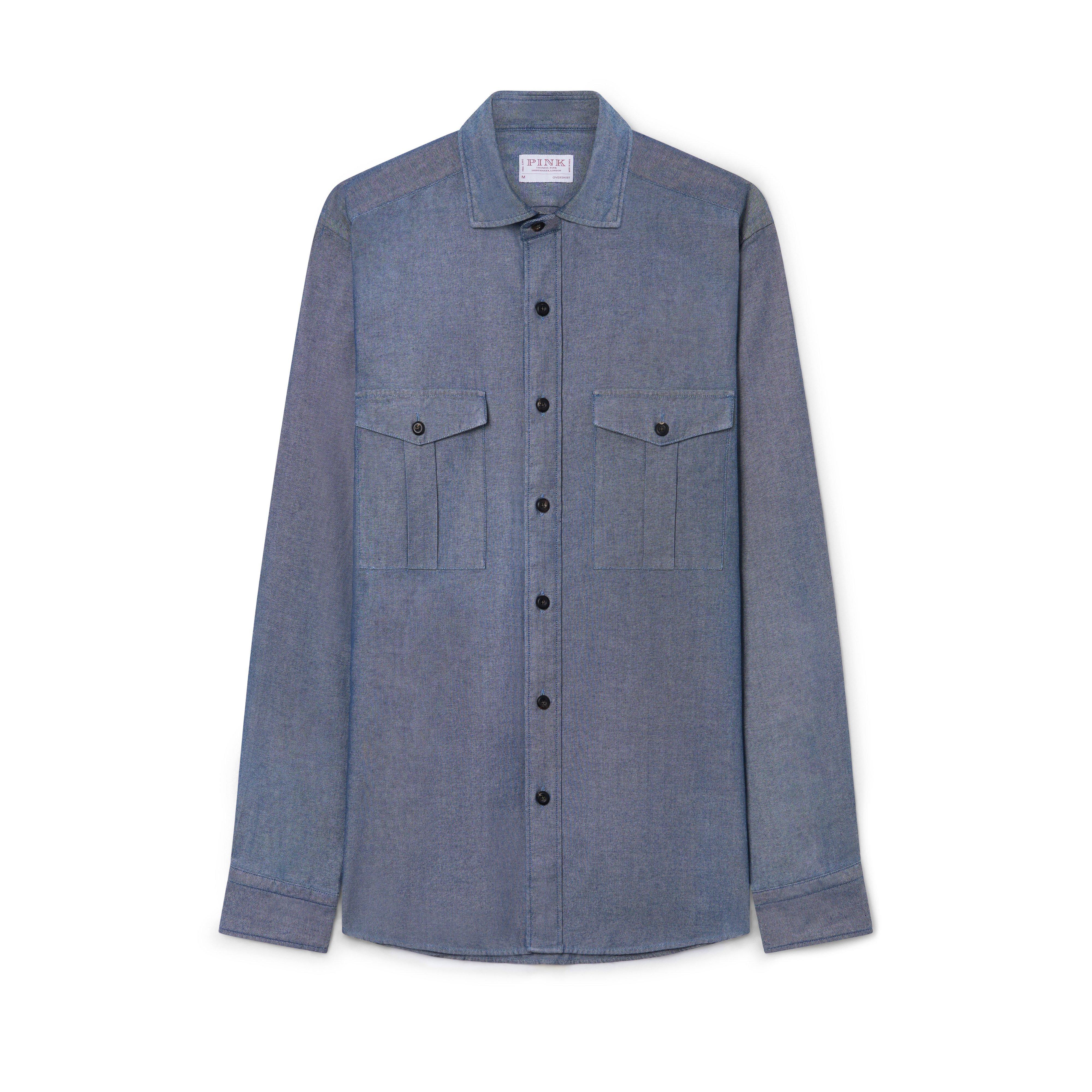 Thomas Pink Loose Fit Oxford Indigo Utility Shirt-MALFORD OF LONDON SAVILE ROW MENSWEAR OUTLET