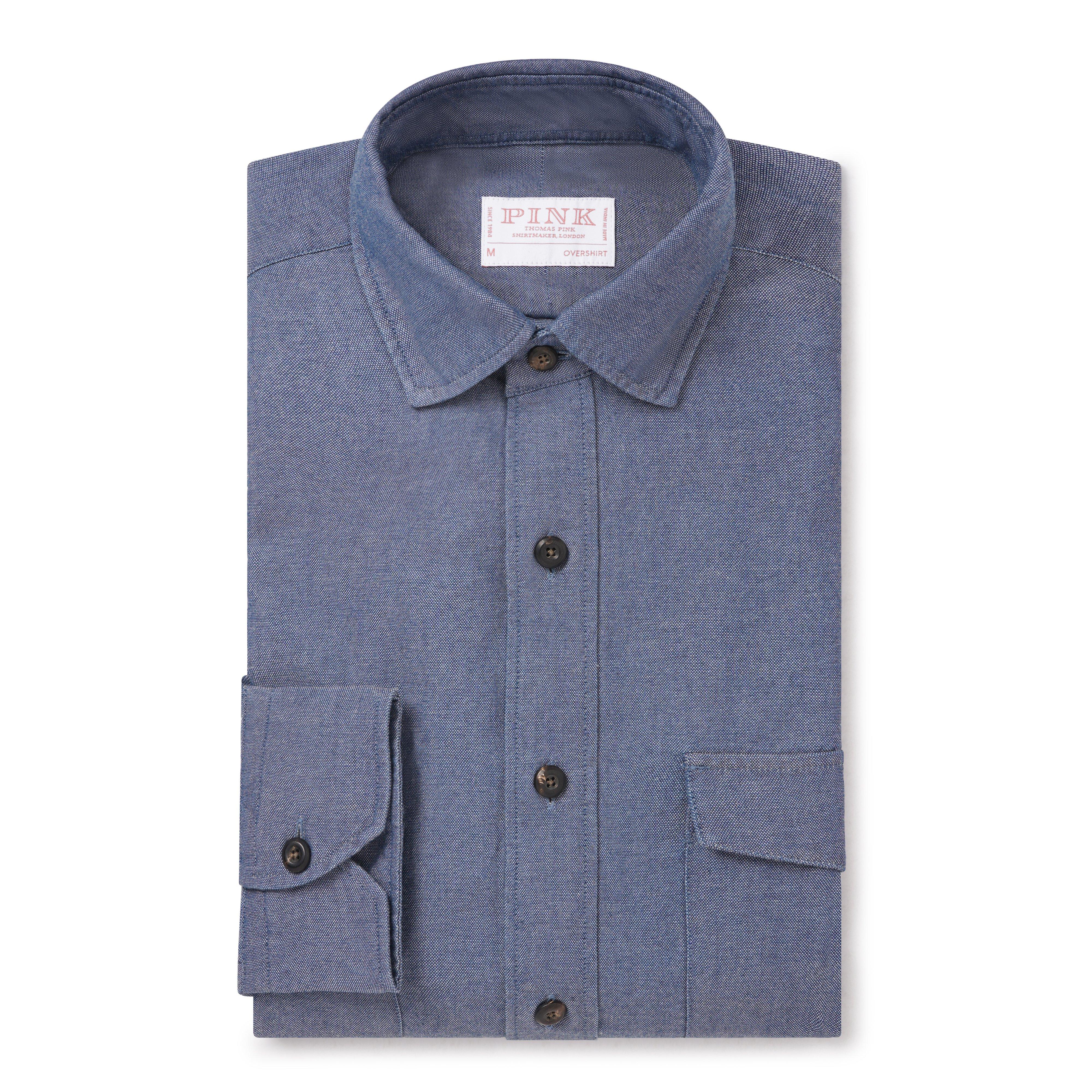 Thomas Pink Loose Fit Oxford Indigo Utility Shirt-MALFORD OF LONDON SAVILE ROW MENSWEAR OUTLET