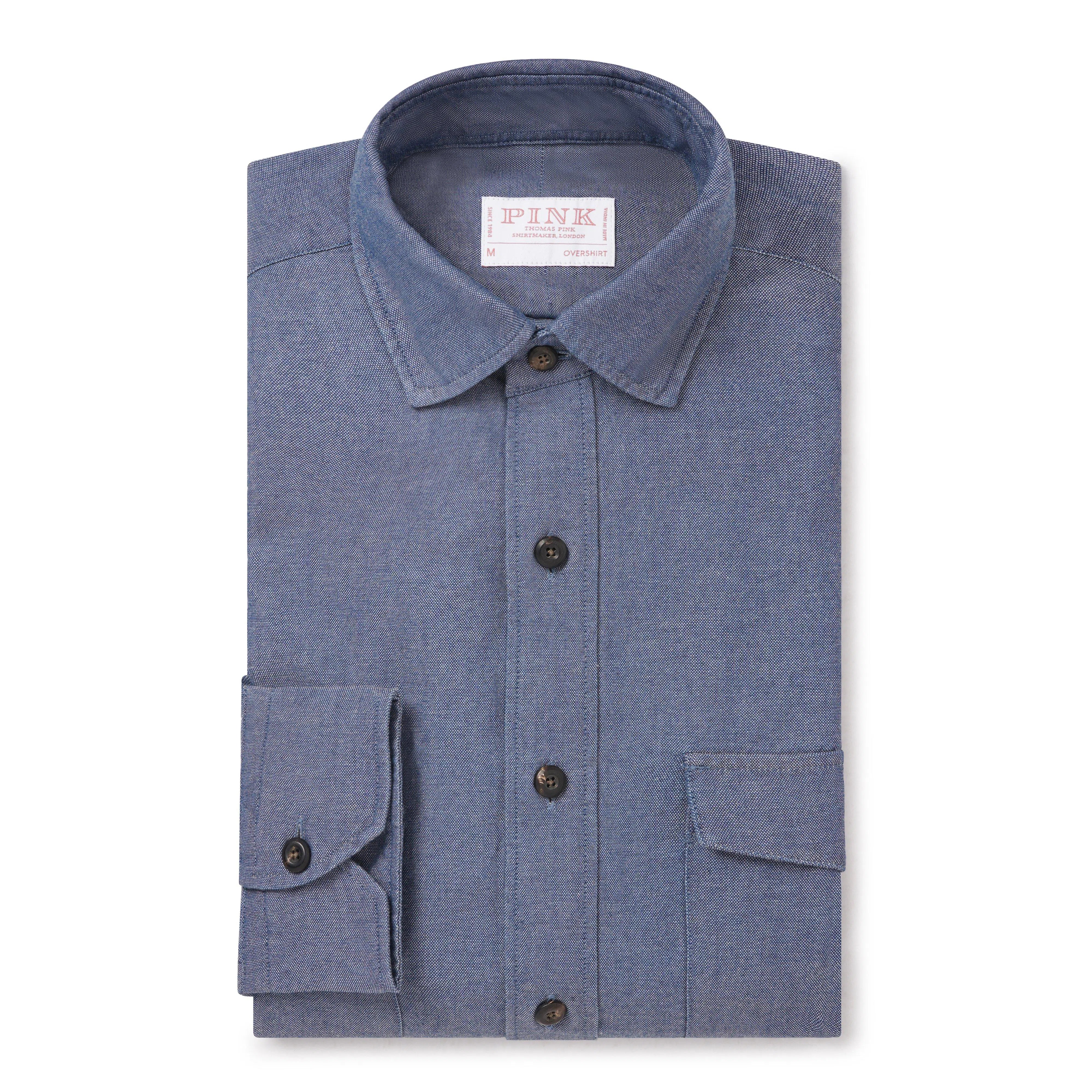 Thomas Pink Loose Fit Oxford Indigo Utility Shirt-MALFORD OF LONDON SAVILE ROW MENSWEAR OUTLET