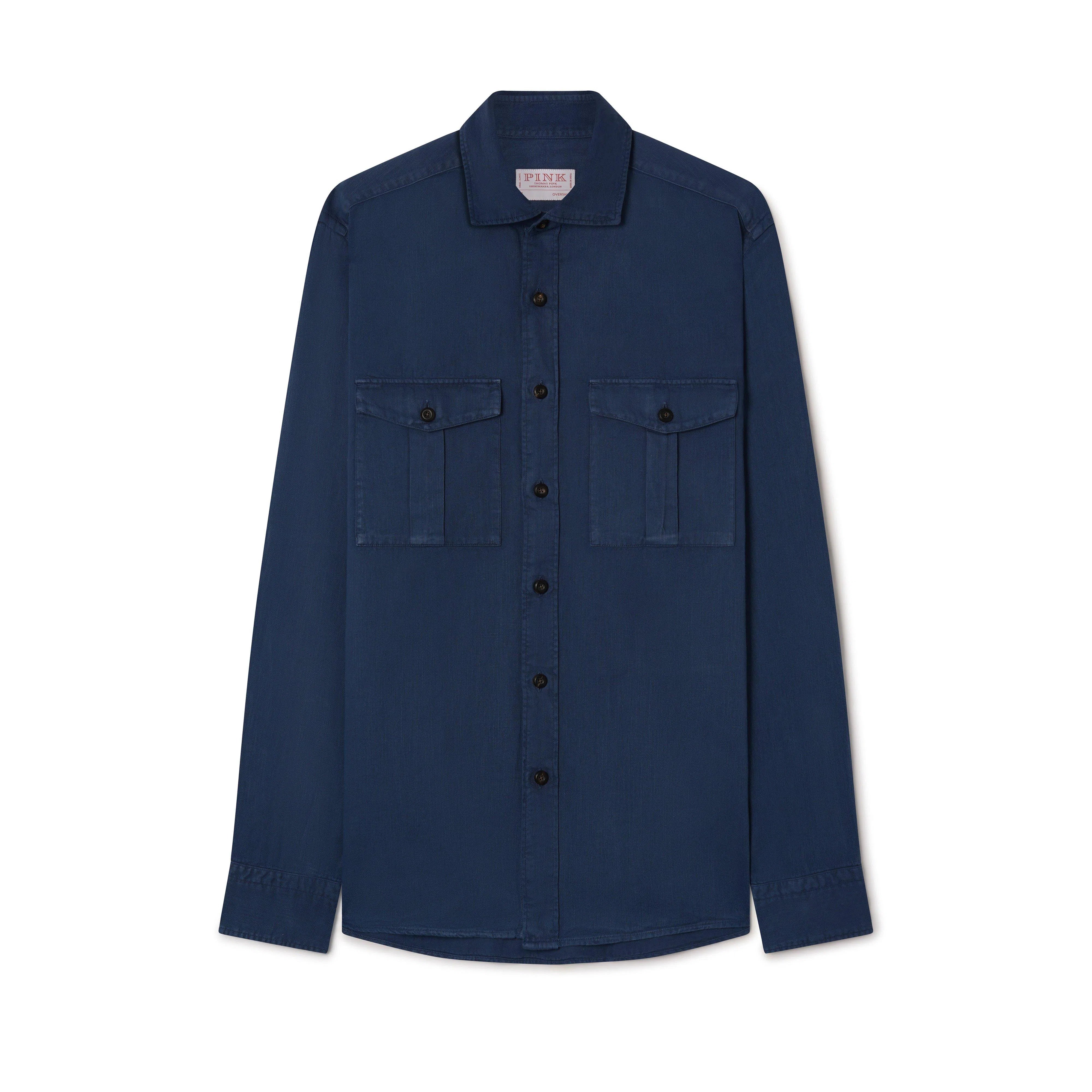 Thomas Pink Loose Fit Twill Garment Dye Utility Shirt-MALFORD OF LONDON SAVILE ROW MENSWEAR OUTLET