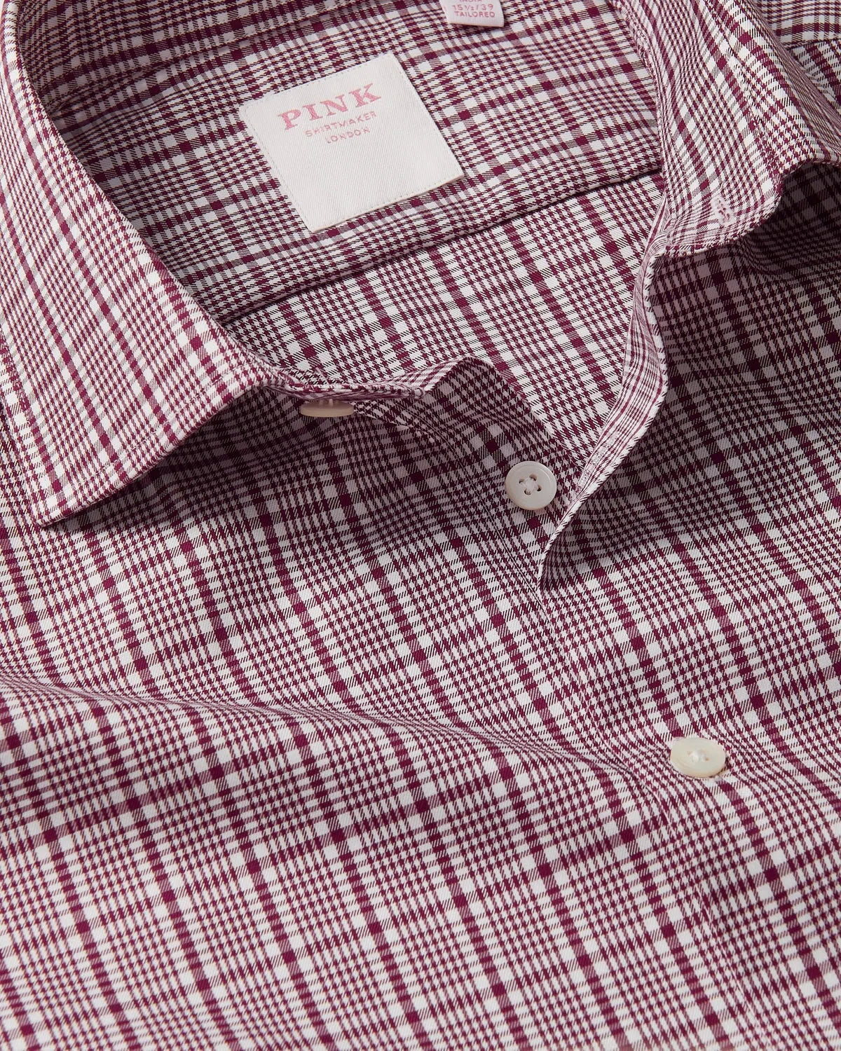 Thomas Pink POW Royal Twill Shirt Burgundy White-MALFORD OF LONDON SAVILE ROW MENSWEAR OUTLET