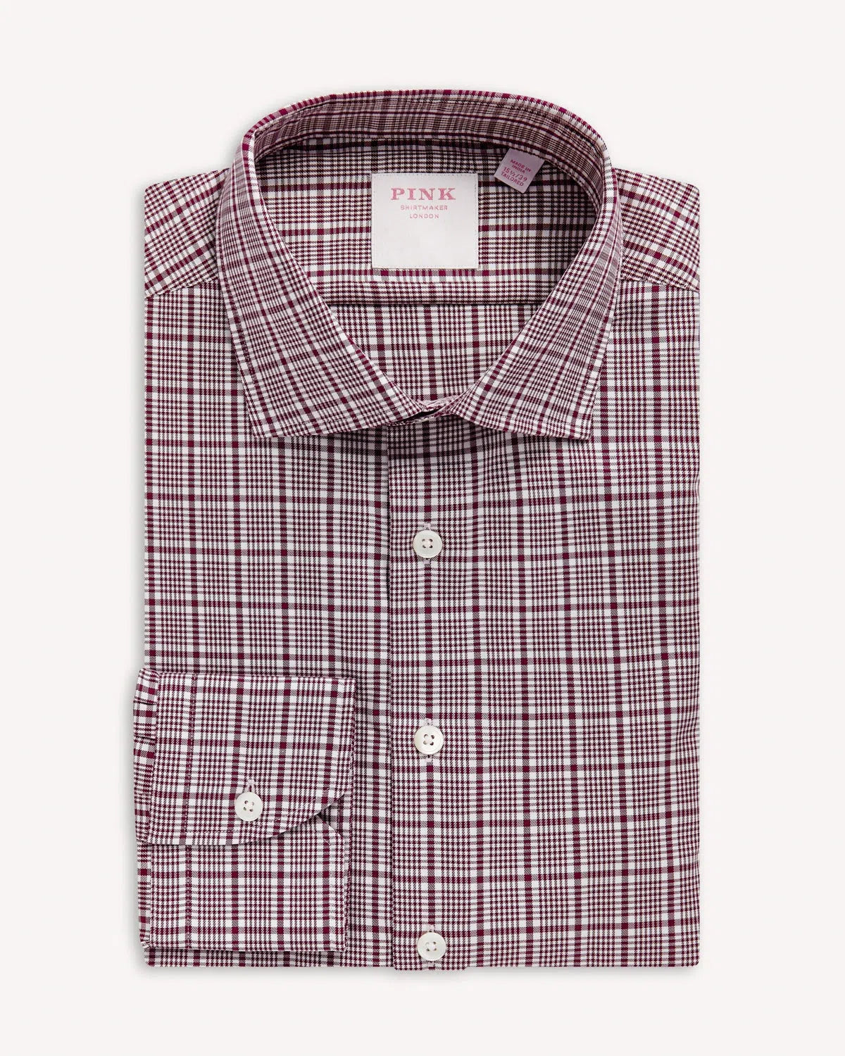 Thomas Pink POW Royal Twill Shirt Burgundy White-MALFORD OF LONDON SAVILE ROW MENSWEAR OUTLET