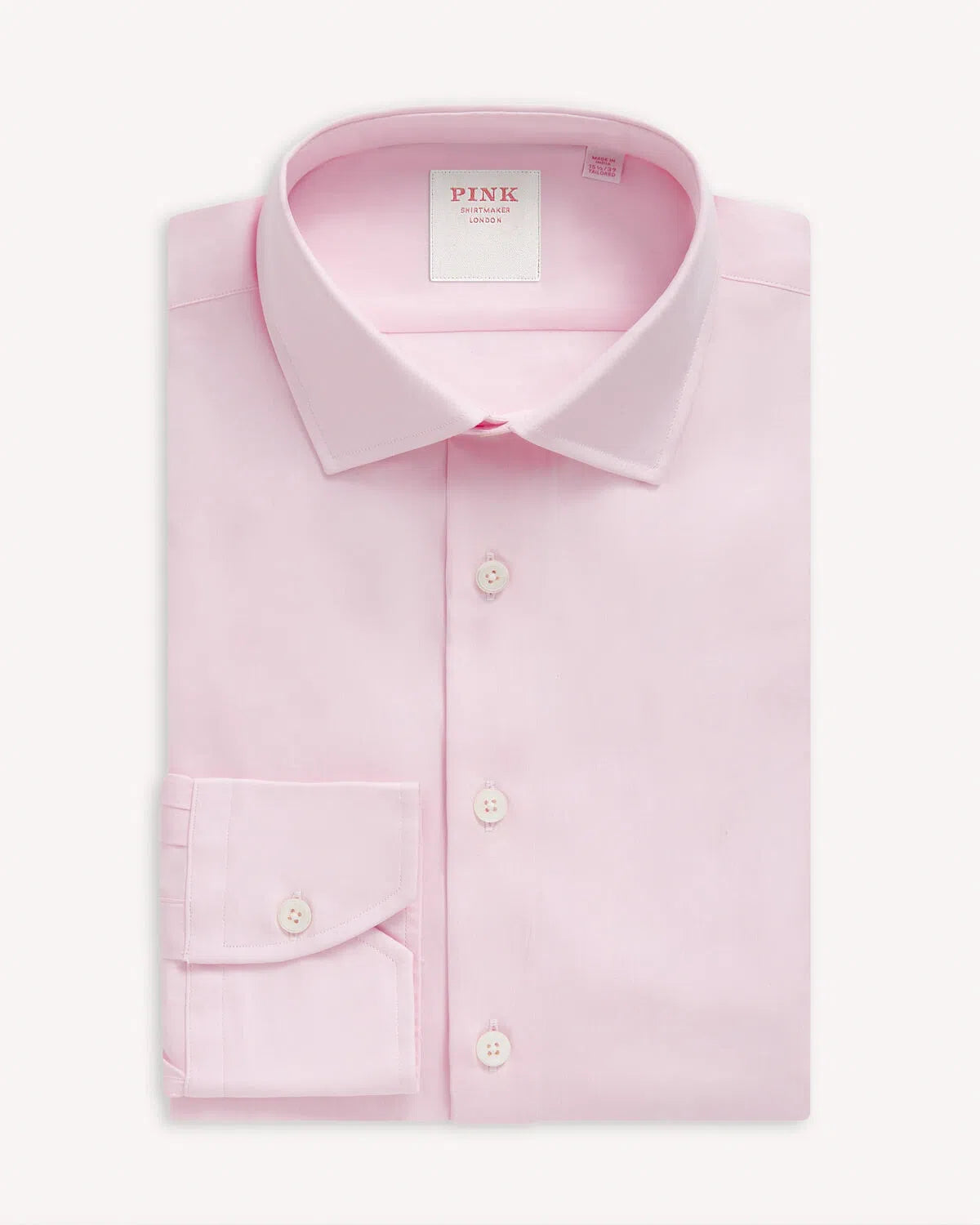 Thomas Pink Plain Poplin Shirt Pink-MALFORD OF LONDON SAVILE ROW MENSWEAR OUTLET