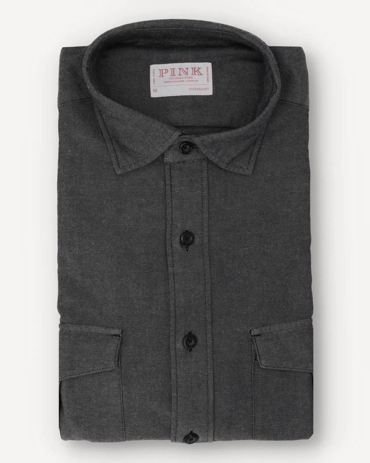 Thomas Pink Plain Smart Casual Overshirt Grey-MALFORD OF LONDON SAVILE ROW MENSWEAR OUTLET