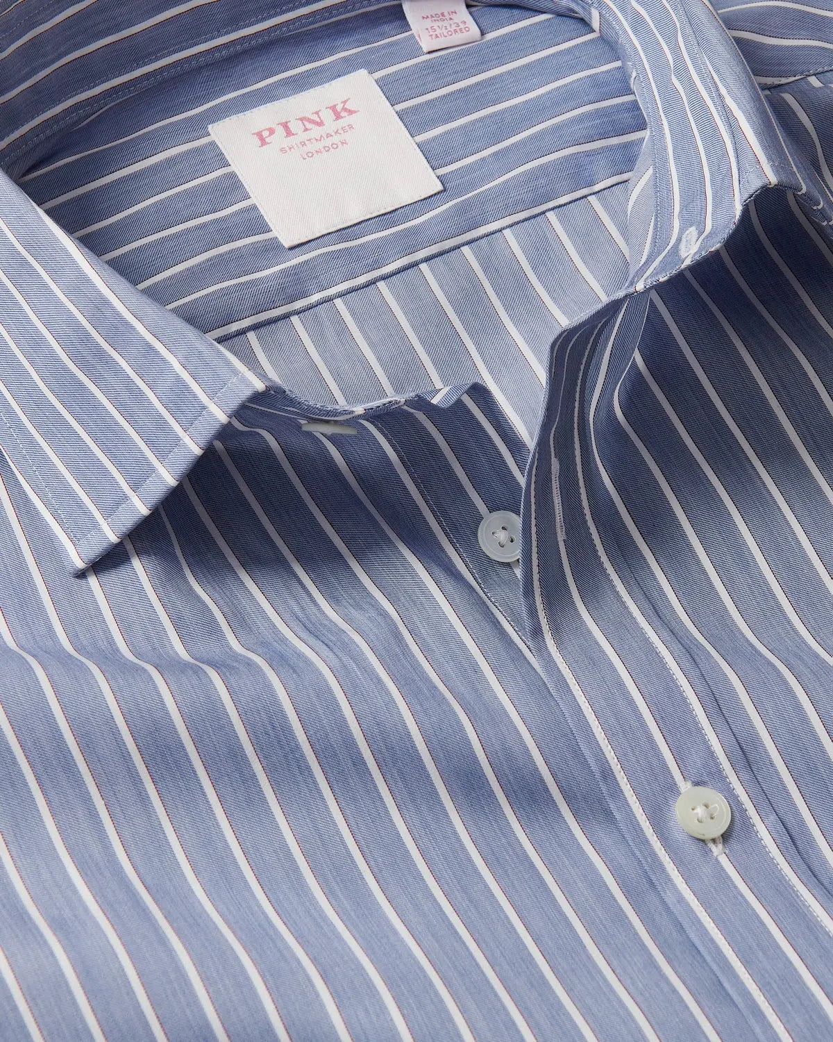 Thomas Pink Poplin Stripe Shirt Blue White-MALFORD OF LONDON SAVILE ROW MENSWEAR OUTLET