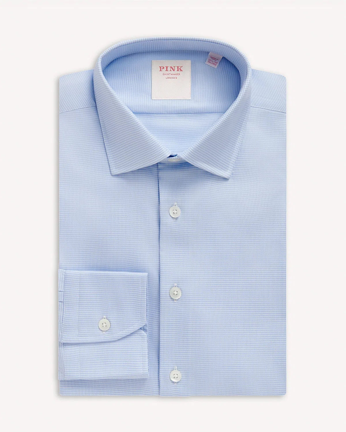 Thomas Pink Puppy Tooth Royal Twill Shirt Blue White-MALFORD OF LONDON SAVILE ROW MENSWEAR OUTLET