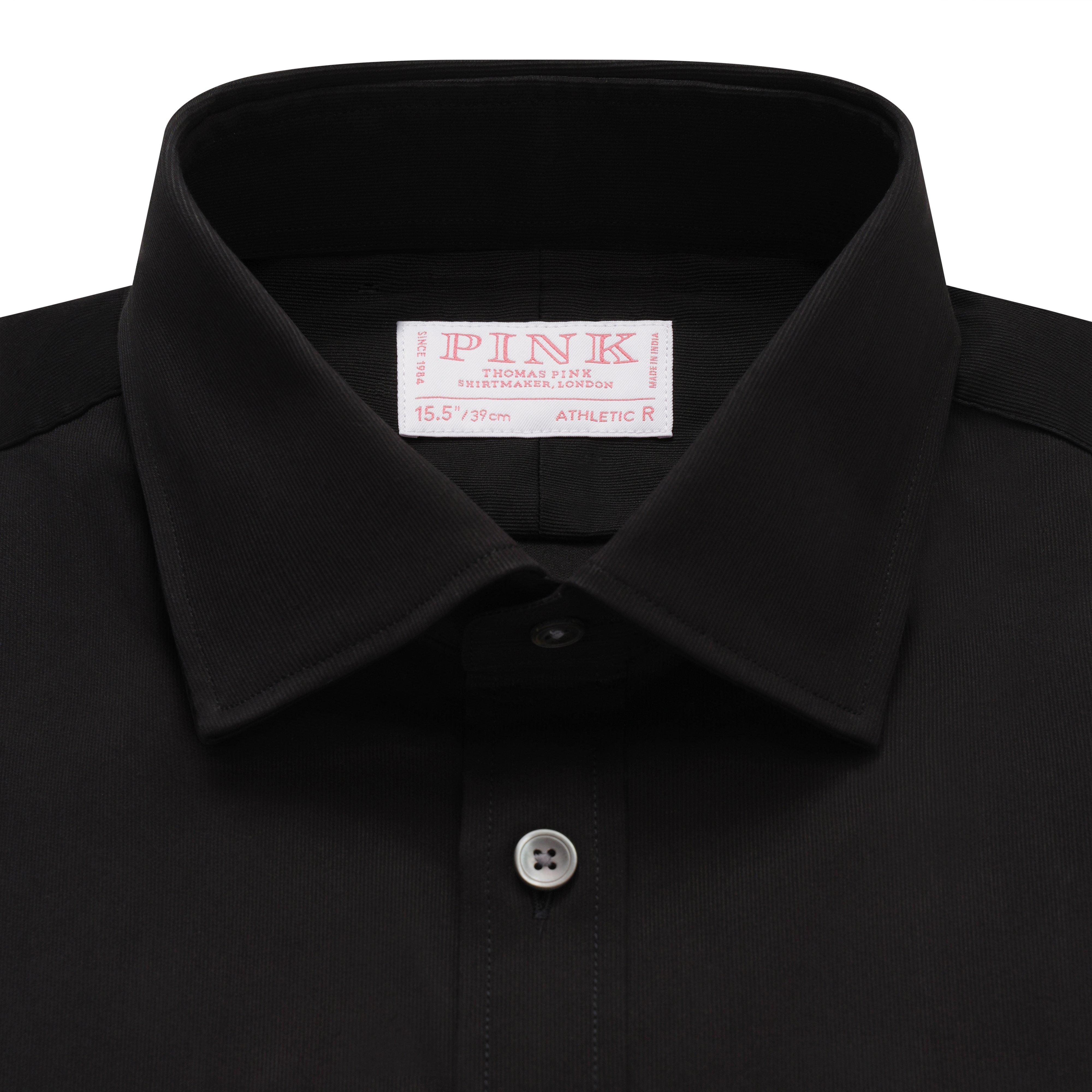 Thomas Pink Shirt Athletic Fit Blend Stripe Black Formal Cotton-MALFORD OF LONDON SAVILE ROW MENSWEAR OUTLET