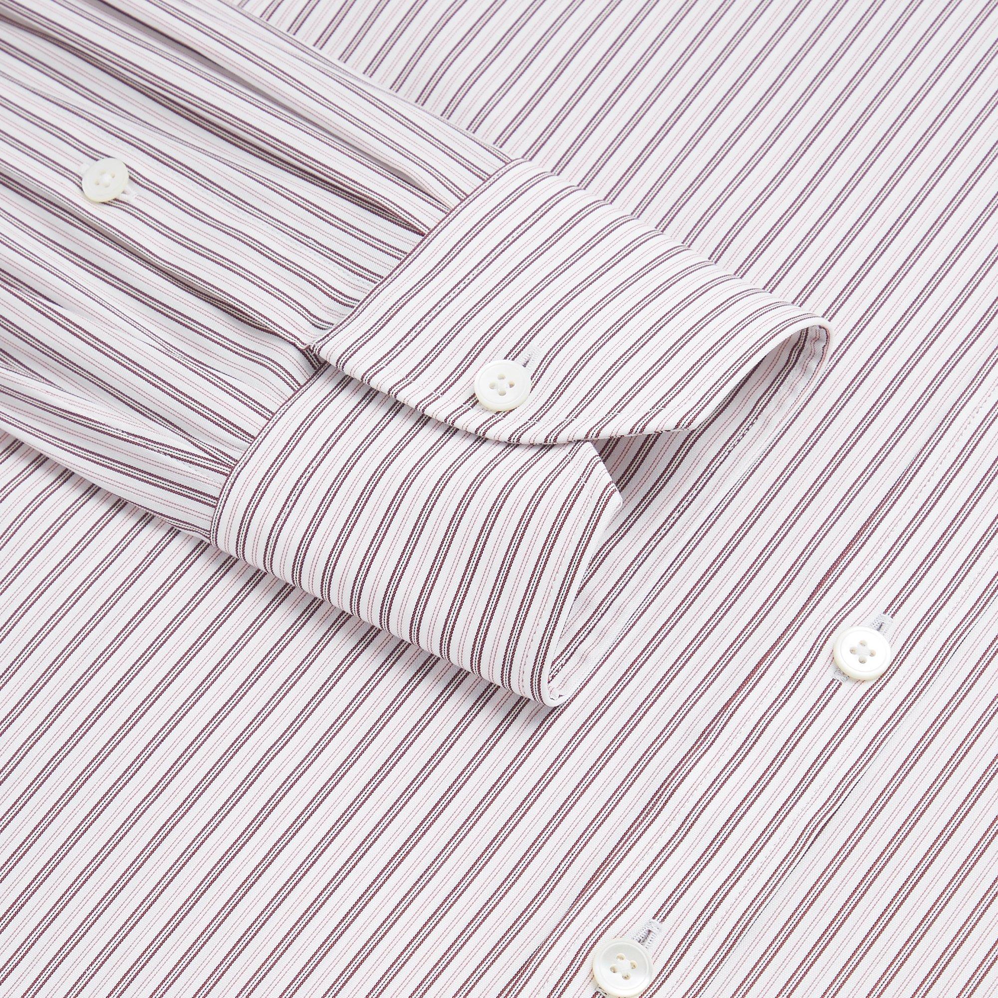 Thomas Pink Shirt Athletic Fit Stretch Poplin Stripe Red Cotton-MALFORD OF LONDON SAVILE ROW MENSWEAR OUTLET