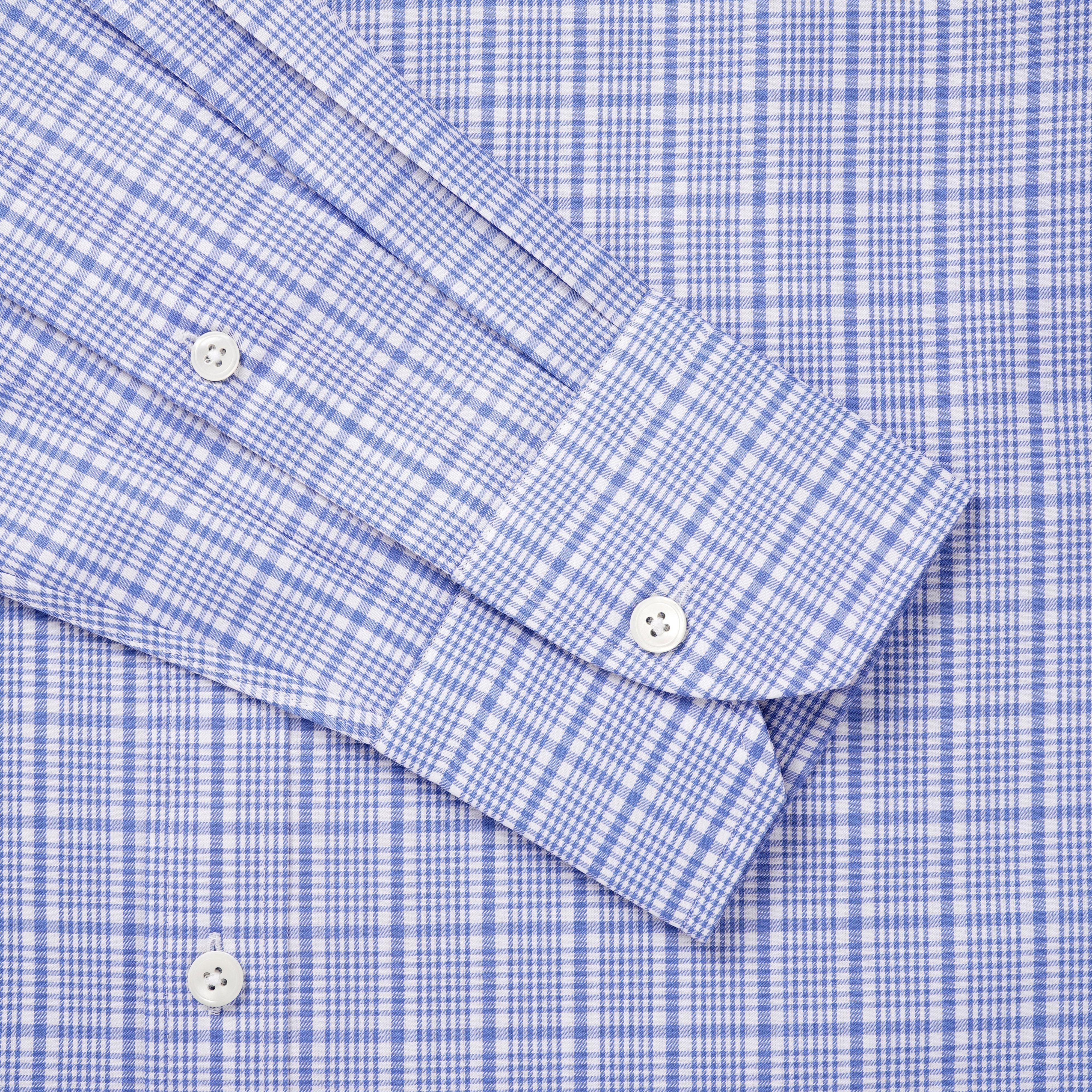 Thomas Pink Shirt Classic Fit Check Blue Formal Cotton-MALFORD OF LONDON SAVILE ROW MENSWEAR OUTLET