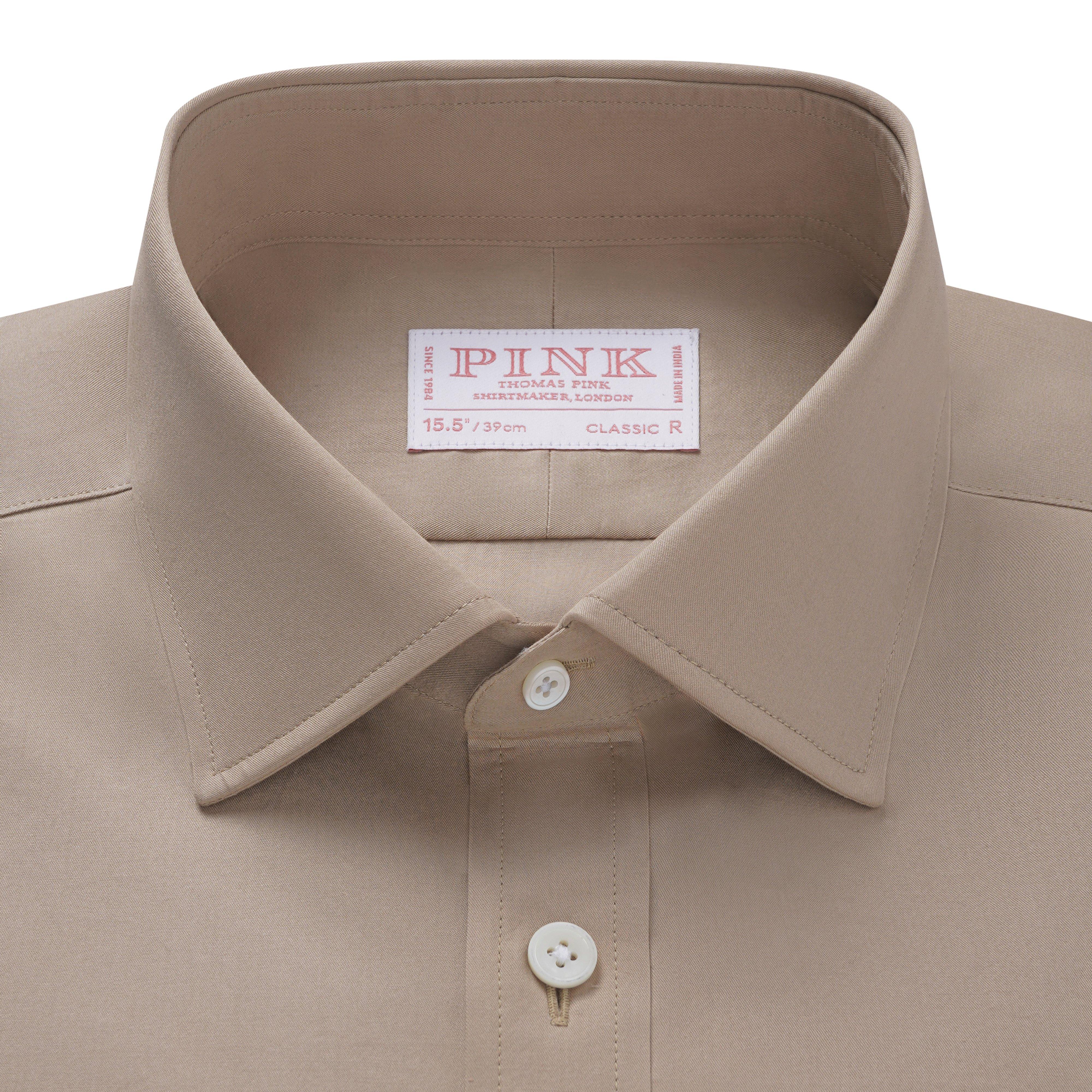 Thomas Pink Shirt Classic Fit Twill Plain Neutral Formal Cotton-MALFORD OF LONDON SAVILE ROW MENSWEAR OUTLET