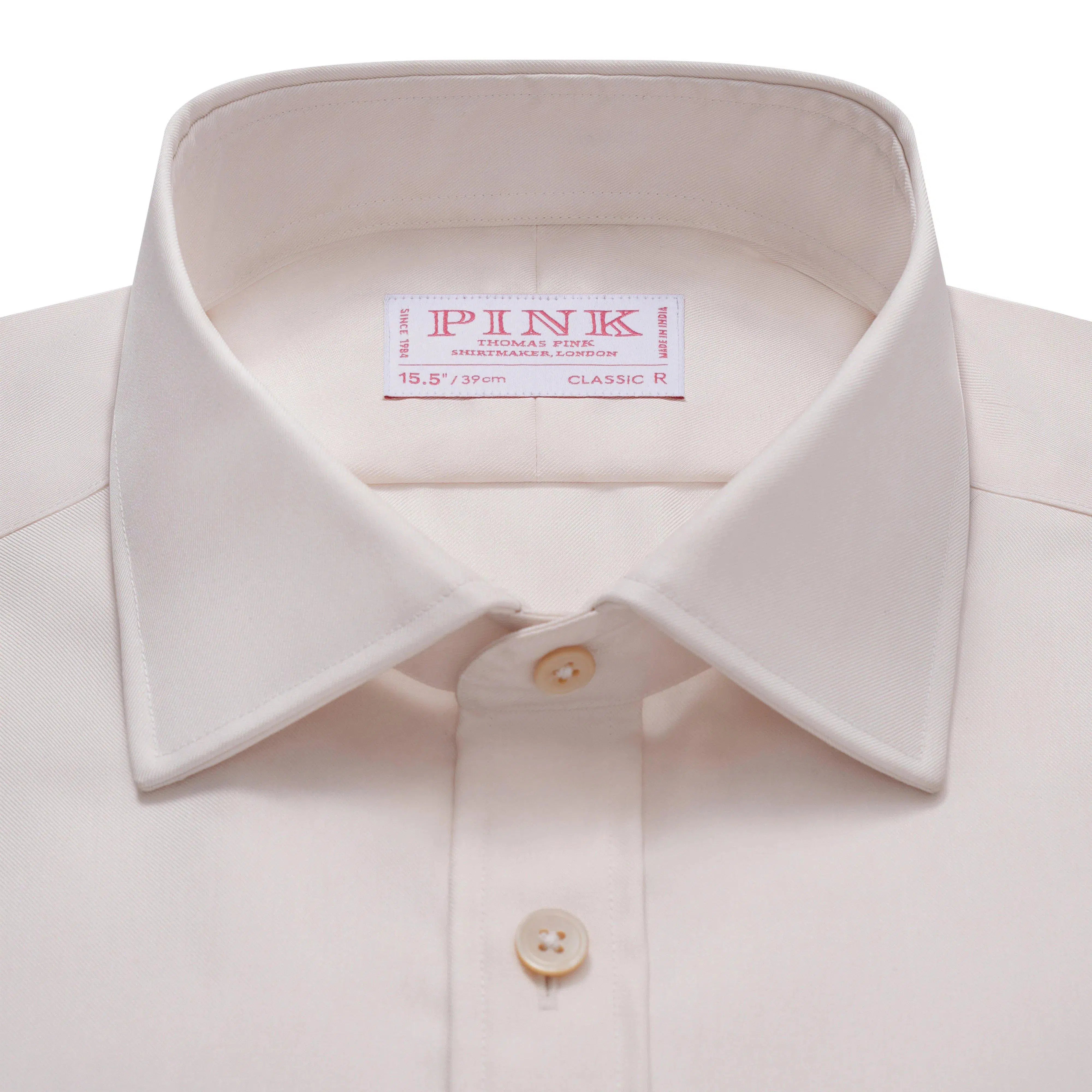 Thomas Pink Shirt Classic Fit Twill Plain White Formal Cotton-MALFORD OF LONDON SAVILE ROW MENSWEAR OUTLET