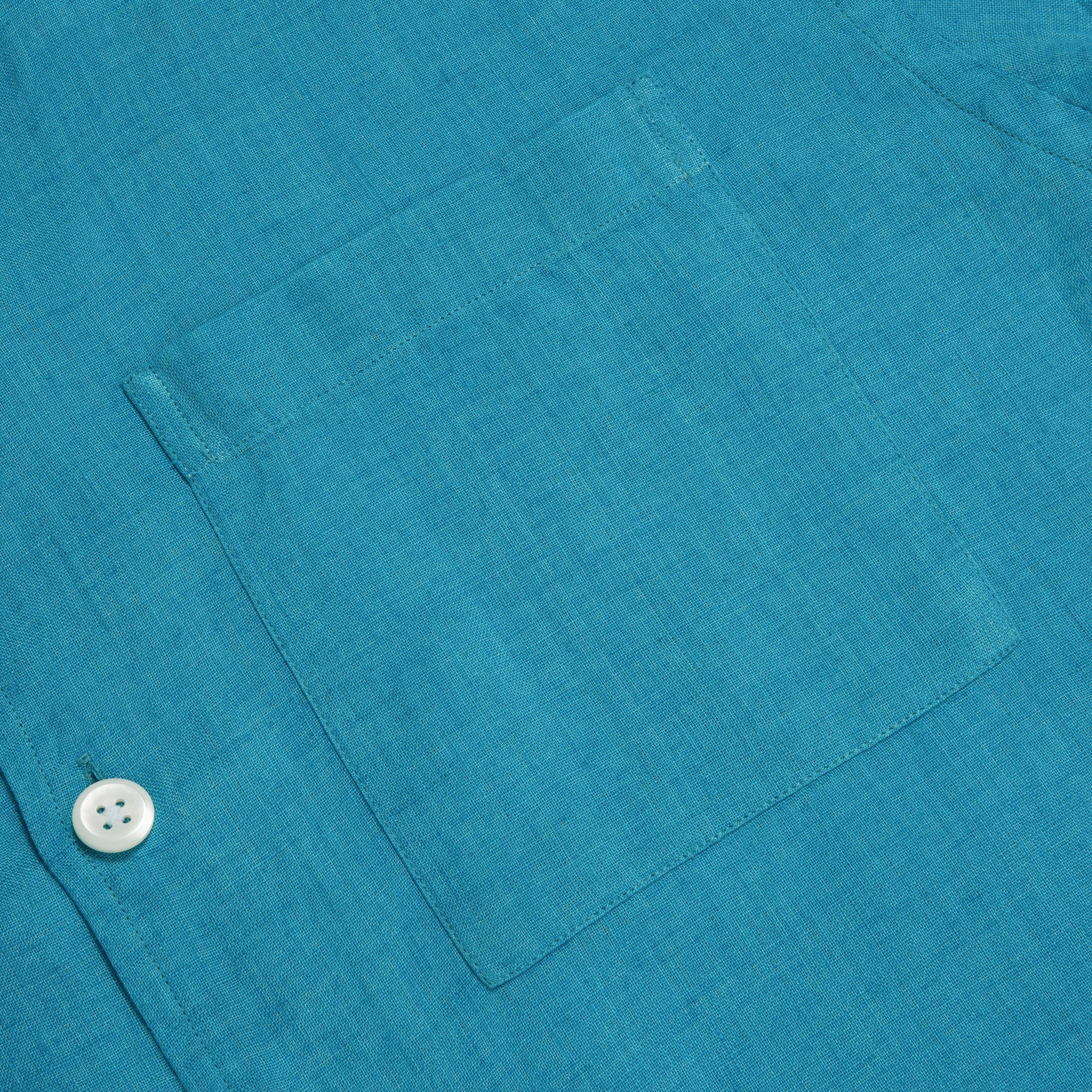 Thomas Pink Shirt Resort Fit Linen Plain Blue Cotton-MALFORD OF LONDON SAVILE ROW MENSWEAR OUTLET