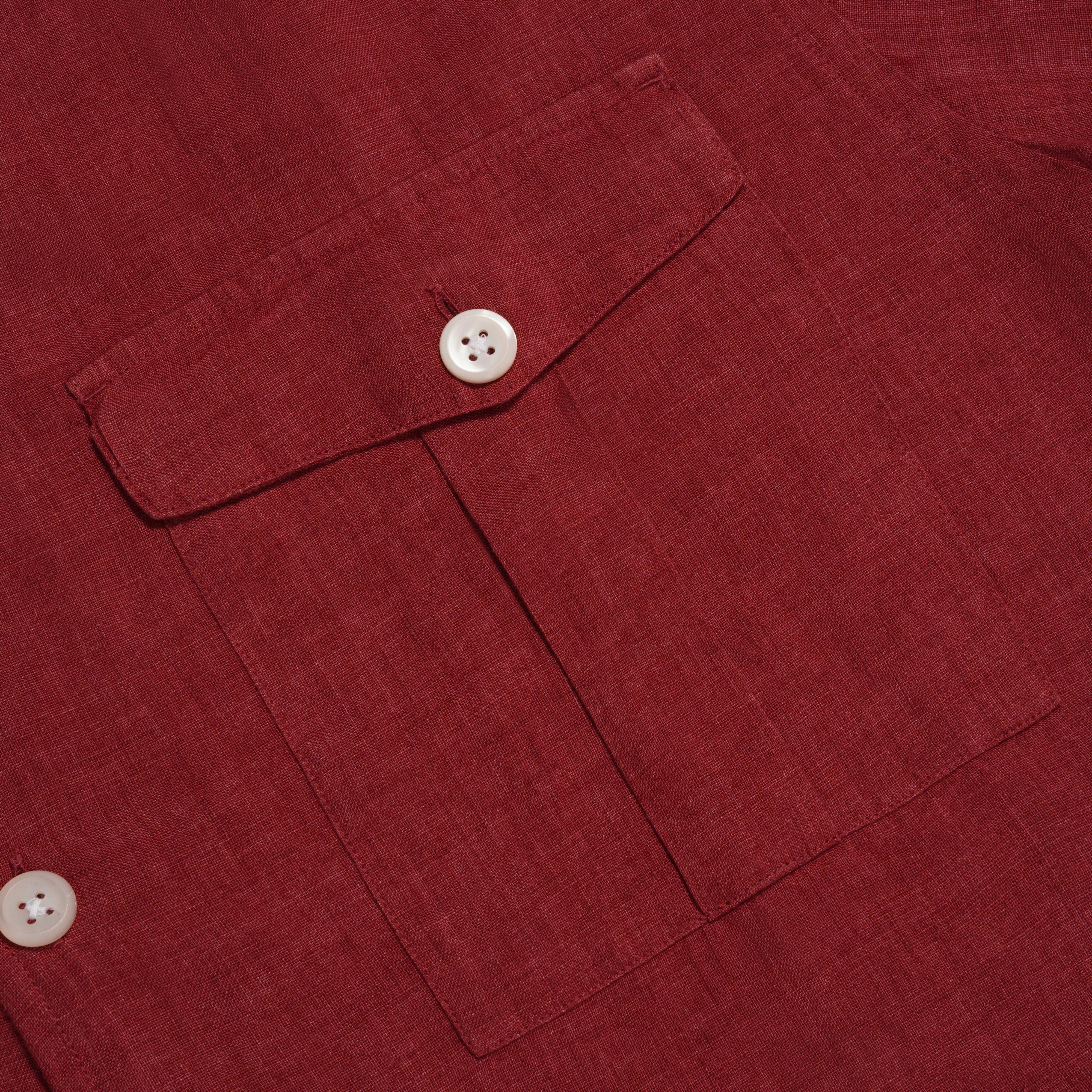 Thomas Pink Shirt Safari Resort Linen Plain Red Cotton-MALFORD OF LONDON SAVILE ROW MENSWEAR OUTLET