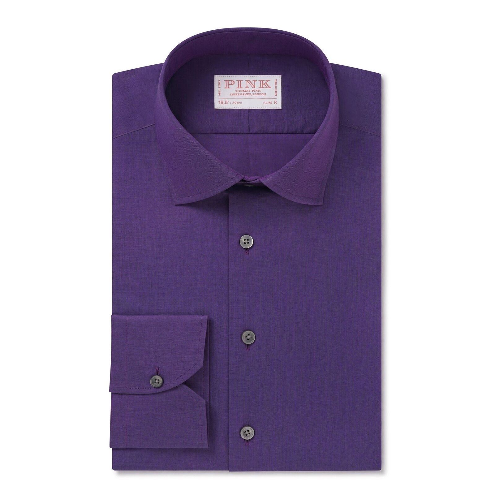 Thomas Pink Shirt Slim Fit End on End Plain Purple Formal Cotton-MALFORD OF LONDON SAVILE ROW MENSWEAR OUTLET