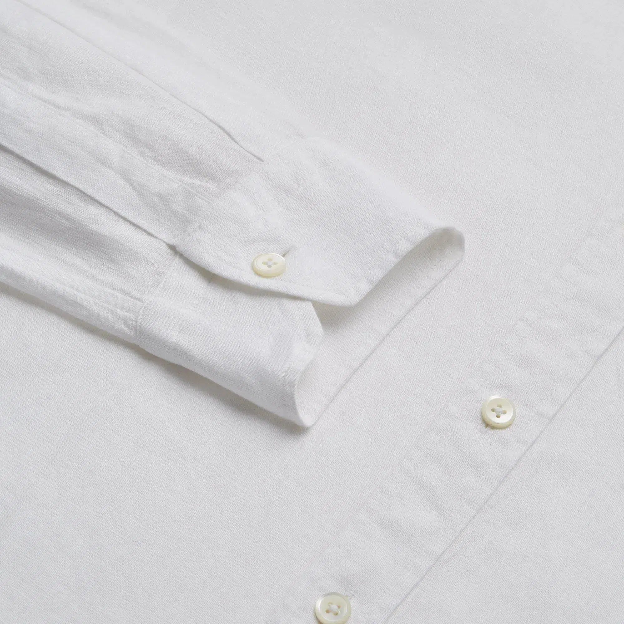 Thomas Pink Shirt Slim Fit Linen Plain White Cotton-MALFORD OF LONDON SAVILE ROW MENSWEAR OUTLET