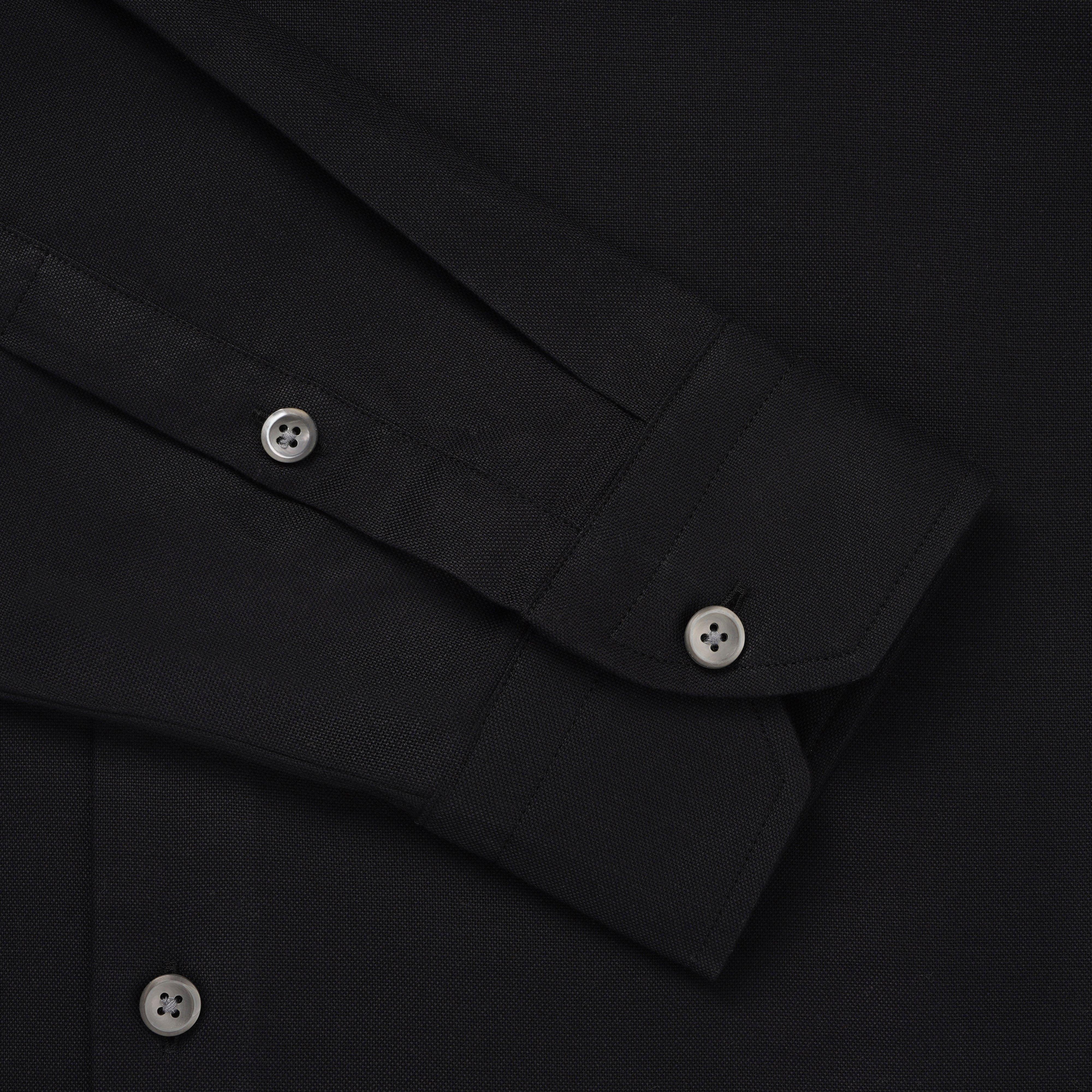 Thomas Pink Shirt Slim Fit Oxford Plain Black Cotton-MALFORD OF LONDON SAVILE ROW MENSWEAR OUTLET