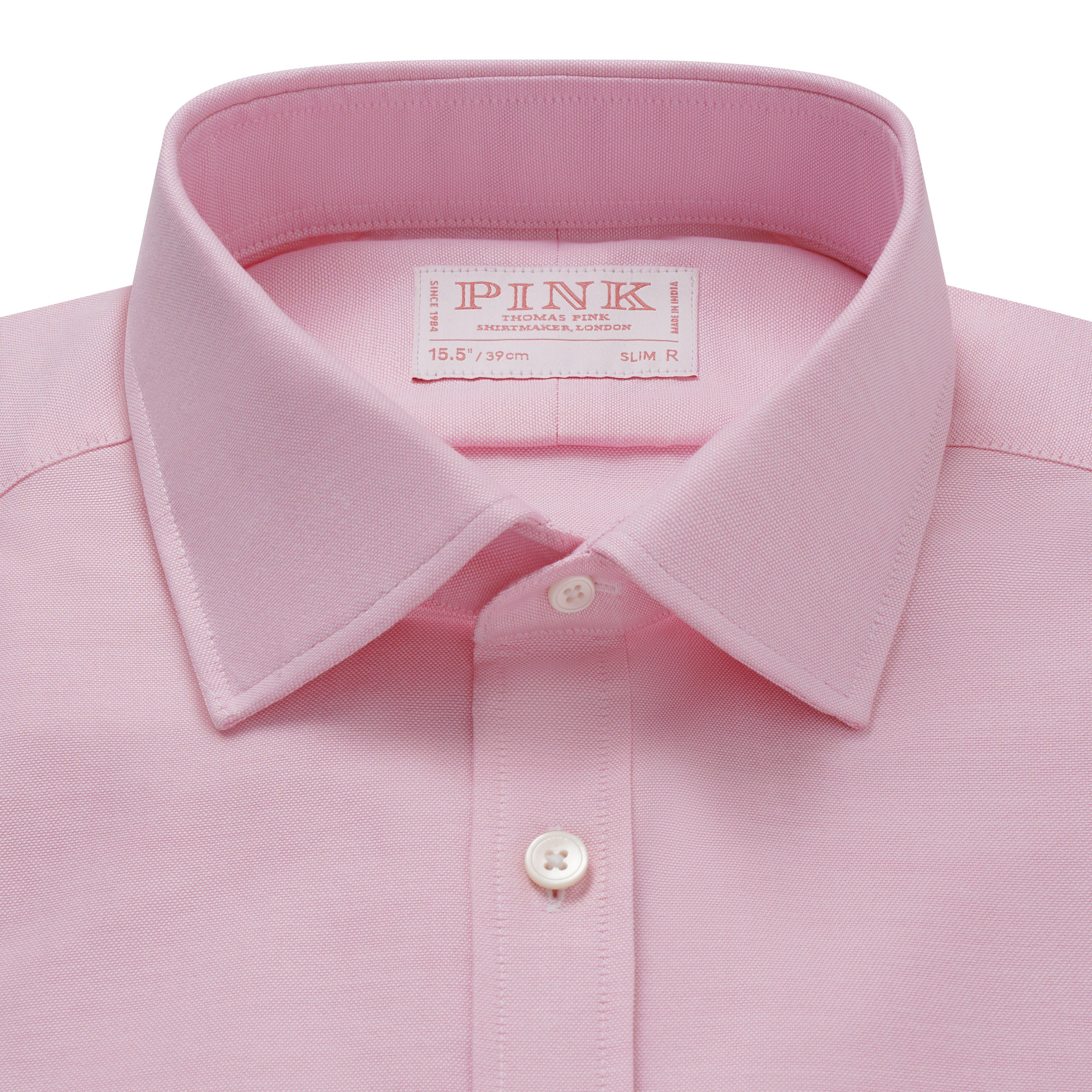 Thomas Pink Shirt Slim Fit Oxford Plain Pink Formal Cotton-MALFORD OF LONDON SAVILE ROW MENSWEAR OUTLET