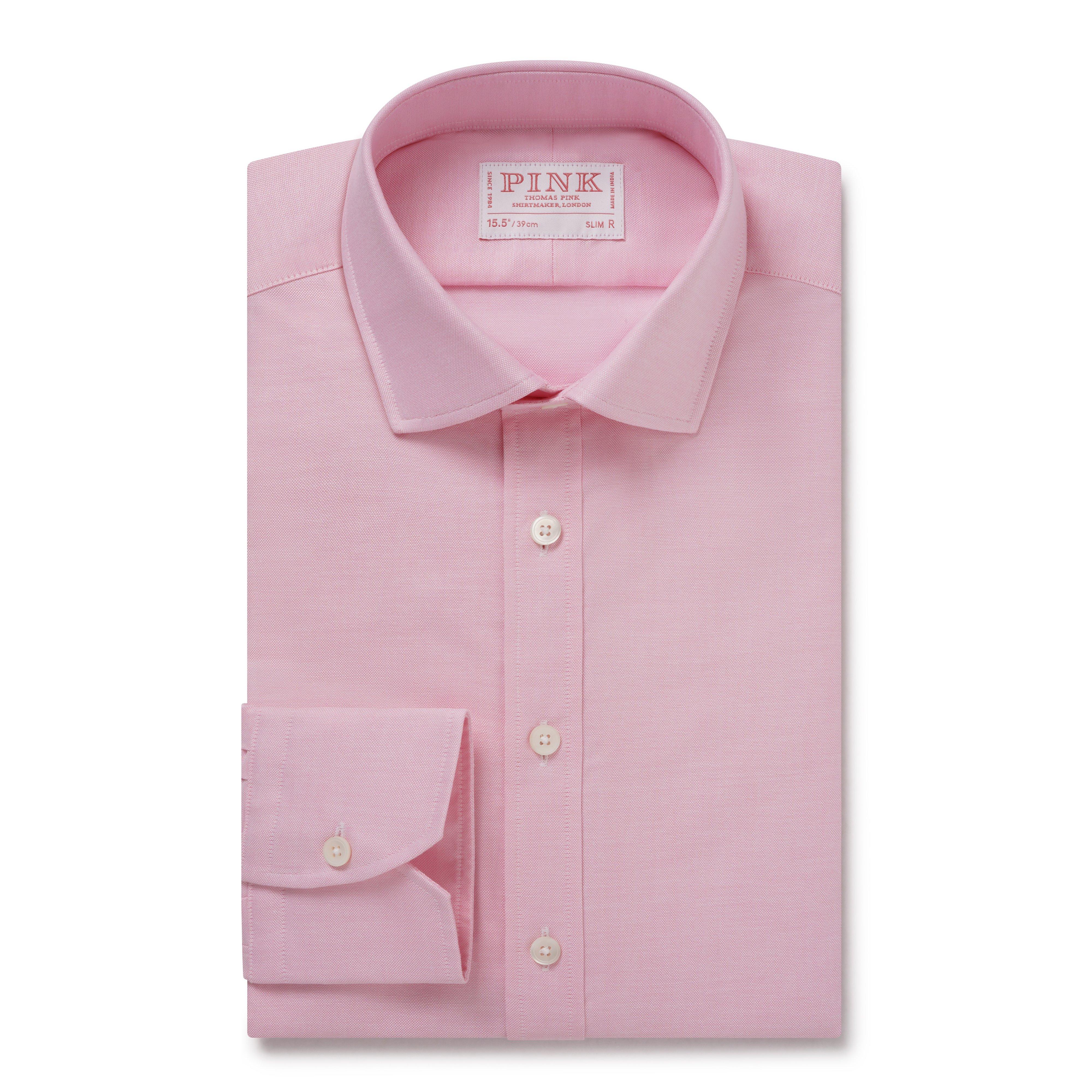 Thomas Pink Shirt Slim Fit Oxford Plain Pink Formal Cotton-MALFORD OF LONDON SAVILE ROW MENSWEAR OUTLET