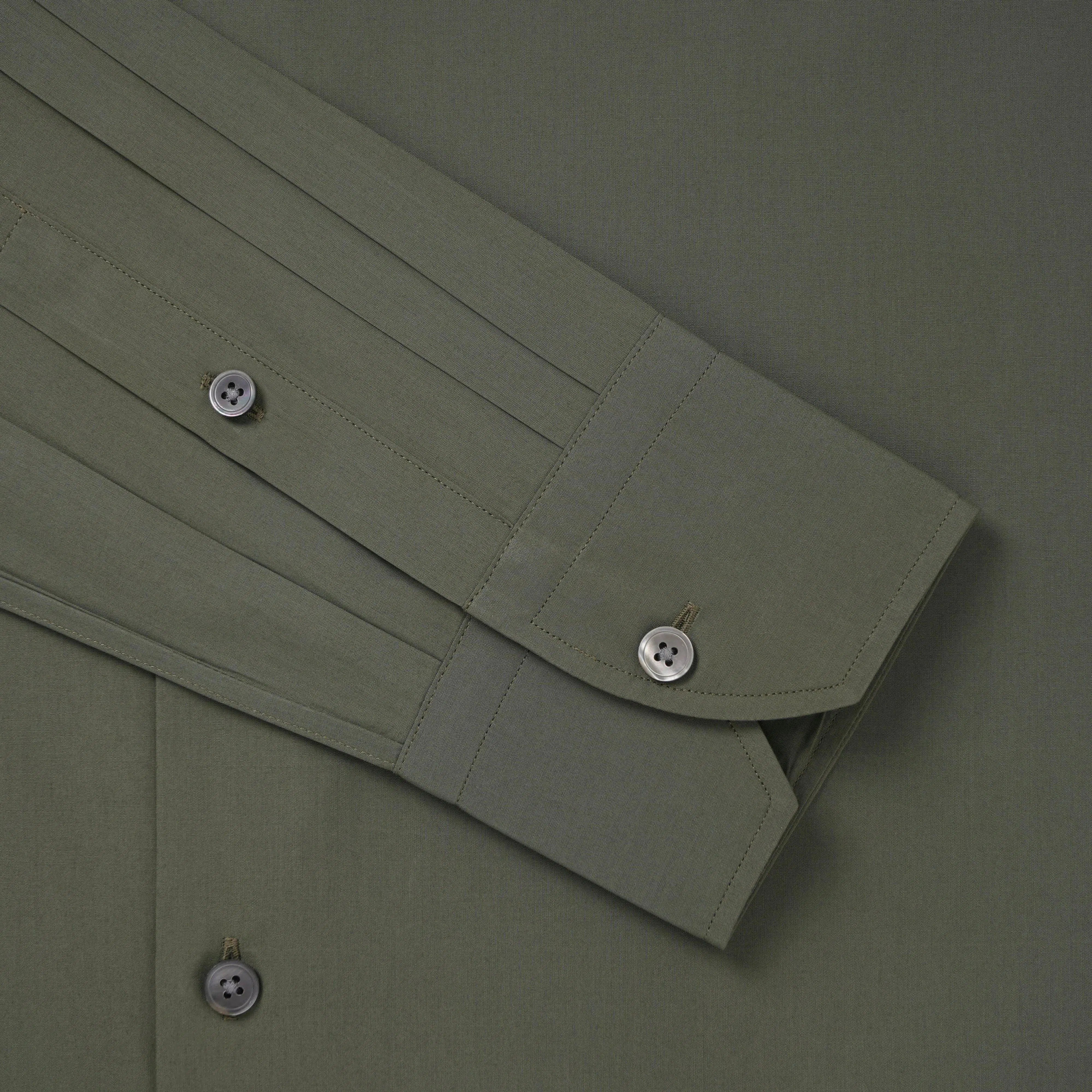 Thomas Pink Shirt Slim Fit Poplin Plain Green Formal Cotton-MALFORD OF LONDON SAVILE ROW MENSWEAR OUTLET