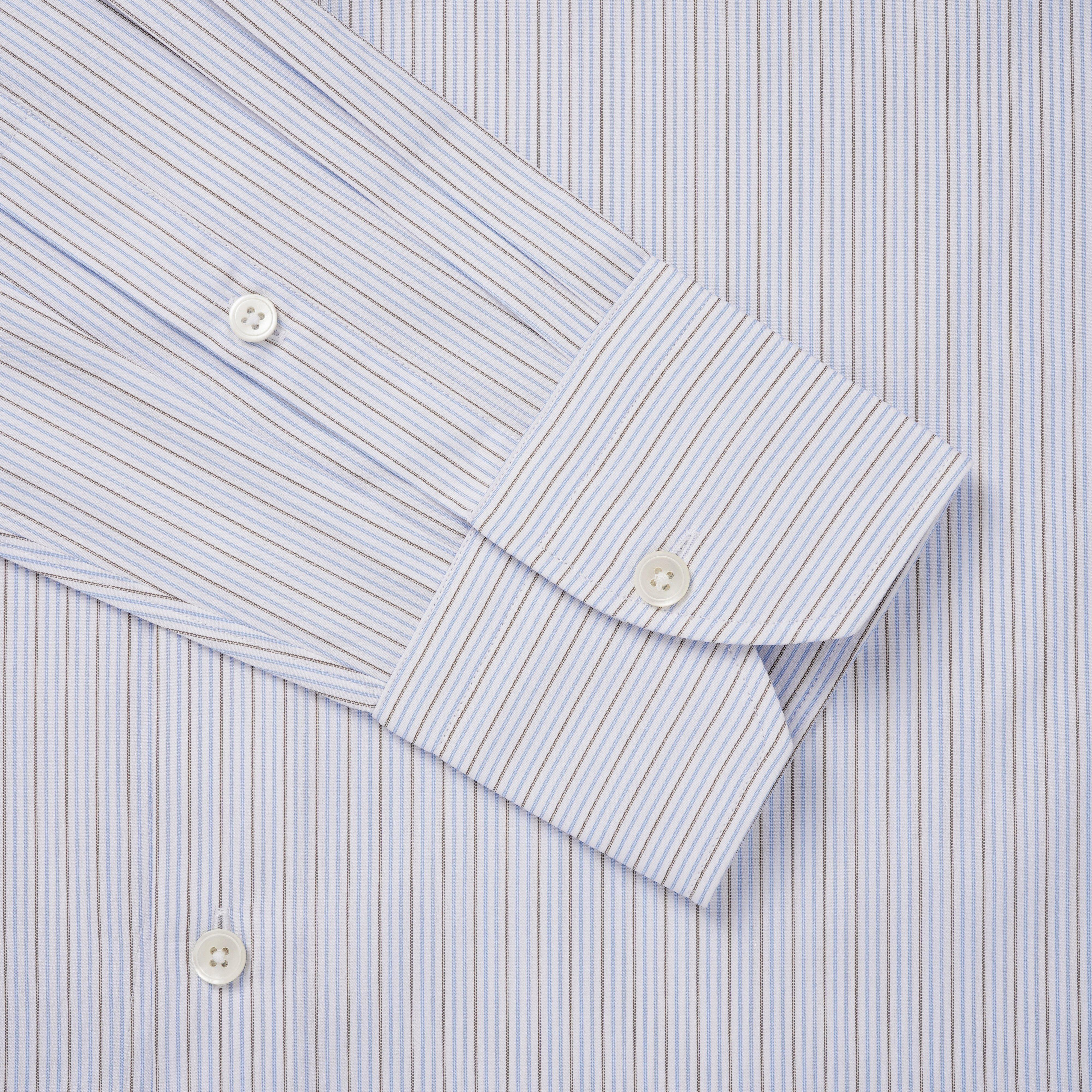 Thomas Pink Shirt Slim Fit Stripe Blue Formal Cotton-MALFORD OF LONDON SAVILE ROW MENSWEAR OUTLET