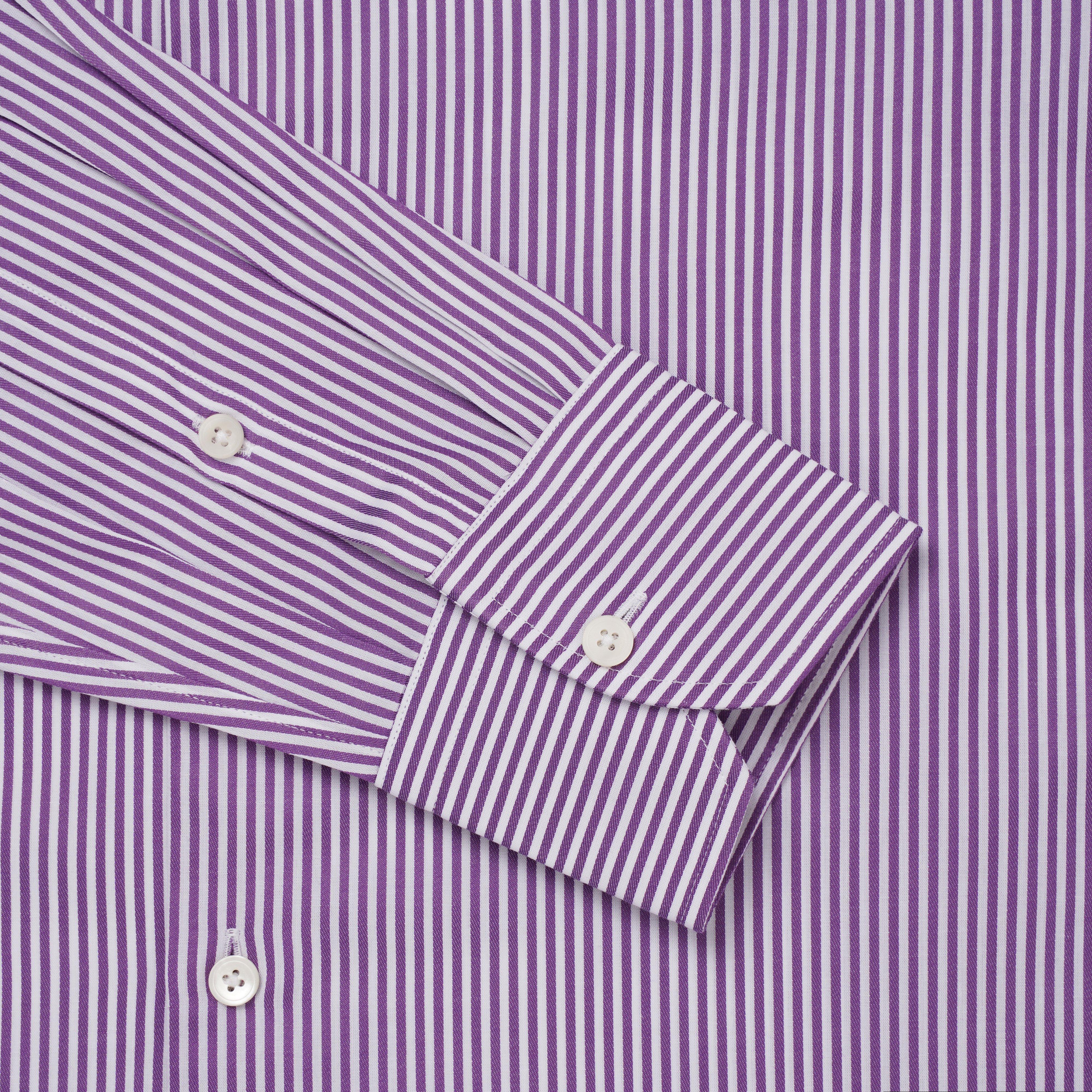 Thomas Pink Shirt Slim Fit Stripe Purple Formal Cotton-MALFORD OF LONDON SAVILE ROW MENSWEAR OUTLET