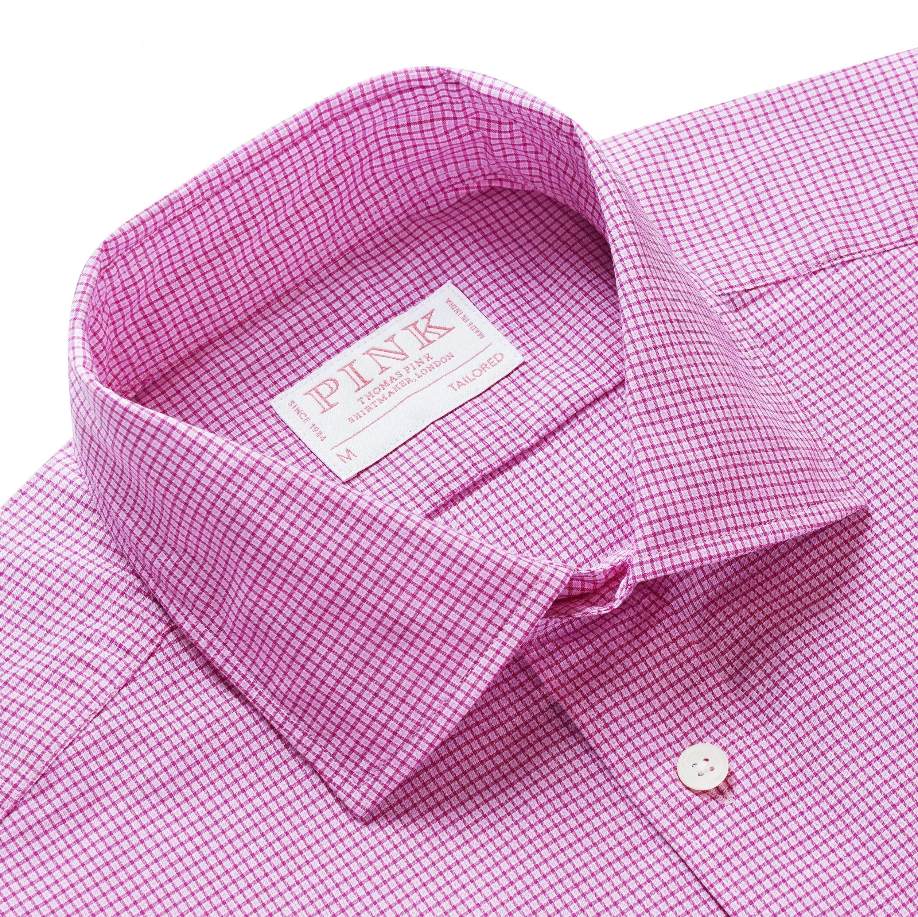 Thomas Pink Shirt Tailored Fit Check Pink Cotton-MALFORD OF LONDON SAVILE ROW MENSWEAR OUTLET