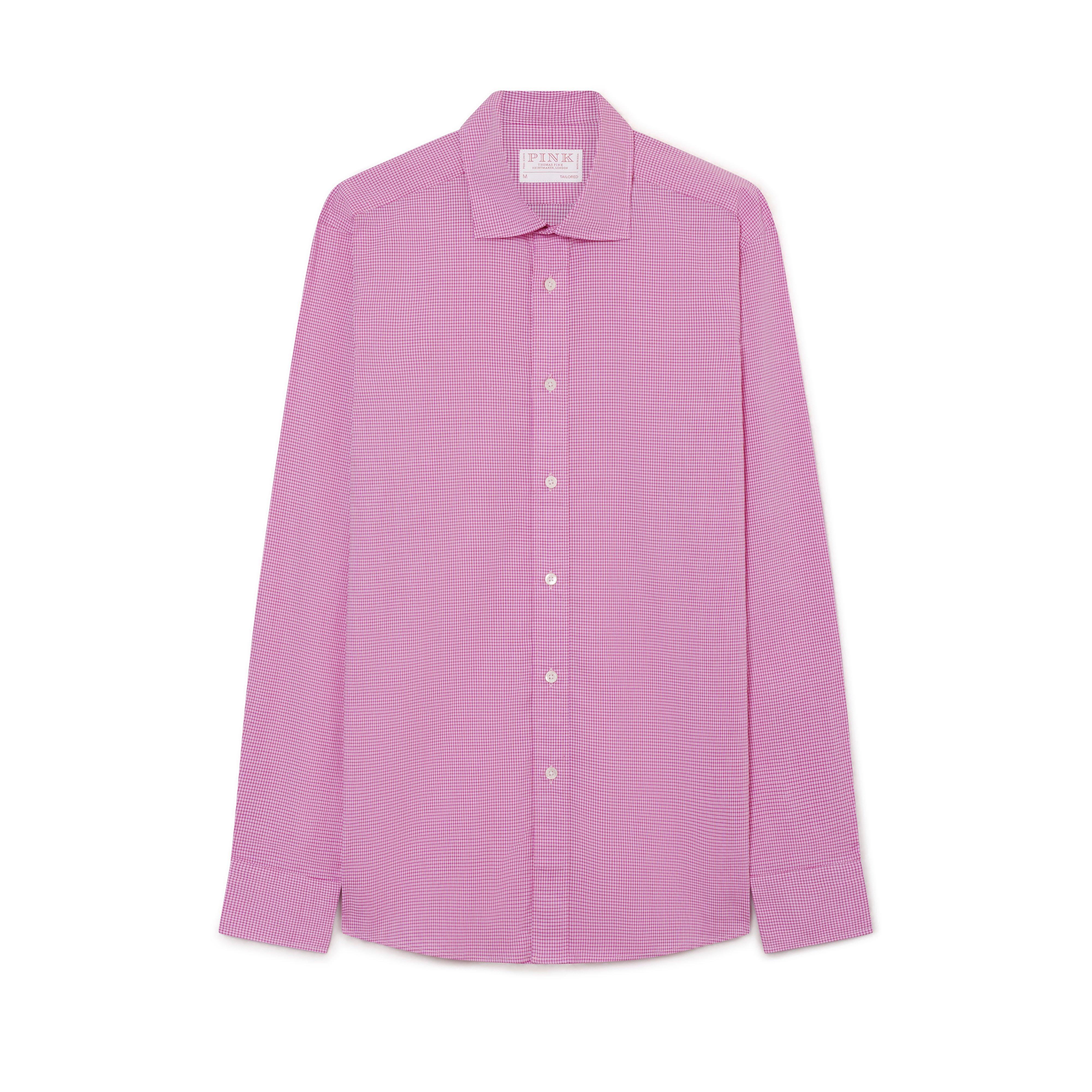 Thomas Pink Shirt Tailored Fit Check Pink Cotton-MALFORD OF LONDON SAVILE ROW MENSWEAR OUTLET