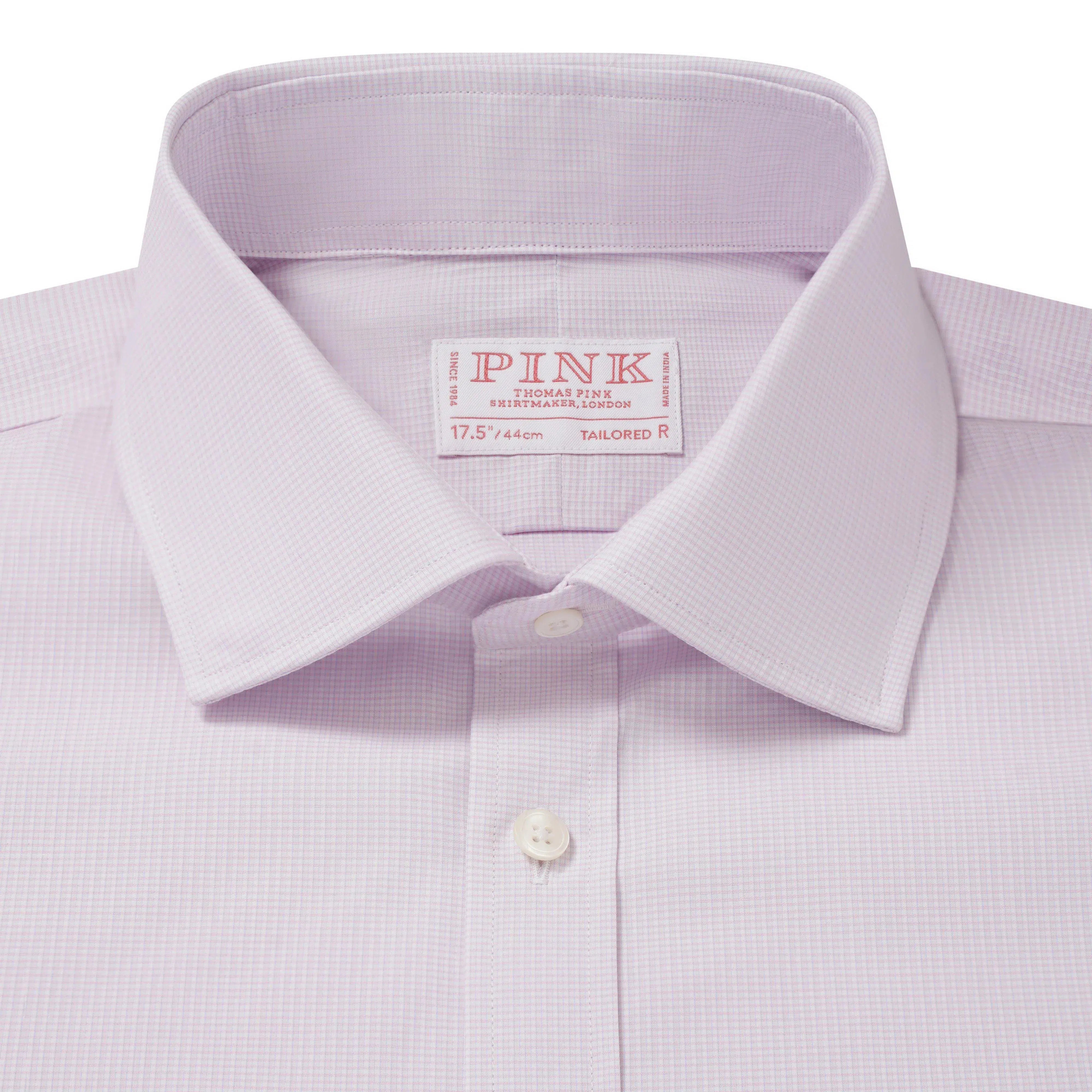 Thomas Pink Shirt Tailored Fit Check Pink Formal Cotton-MALFORD OF LONDON SAVILE ROW MENSWEAR OUTLET