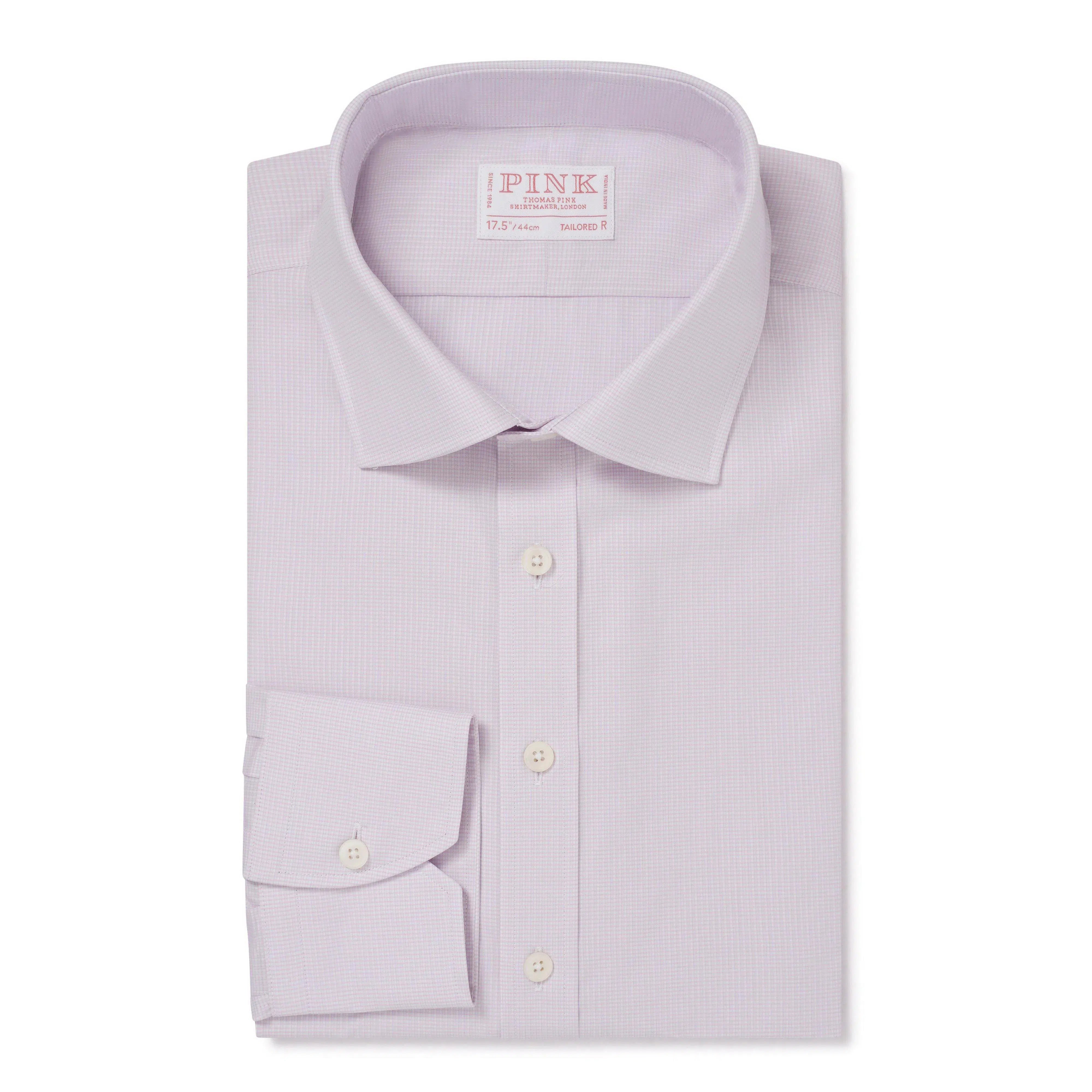 Thomas Pink Shirt Tailored Fit Check Pink Formal Cotton-MALFORD OF LONDON SAVILE ROW MENSWEAR OUTLET