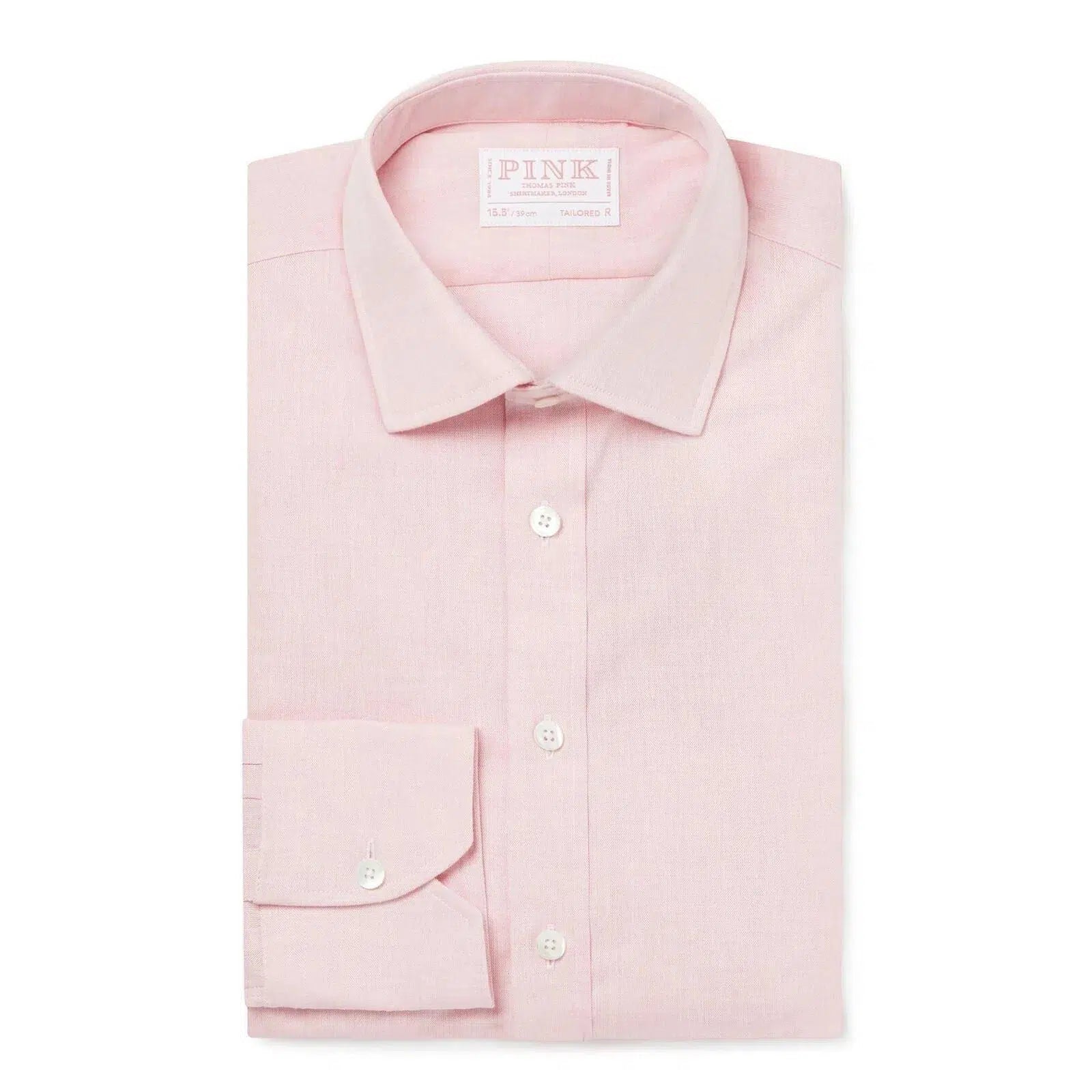 Thomas Pink Shirt Tailored Fit Plain Pink Formal Cotton-MALFORD OF LONDON SAVILE ROW MENSWEAR OUTLET