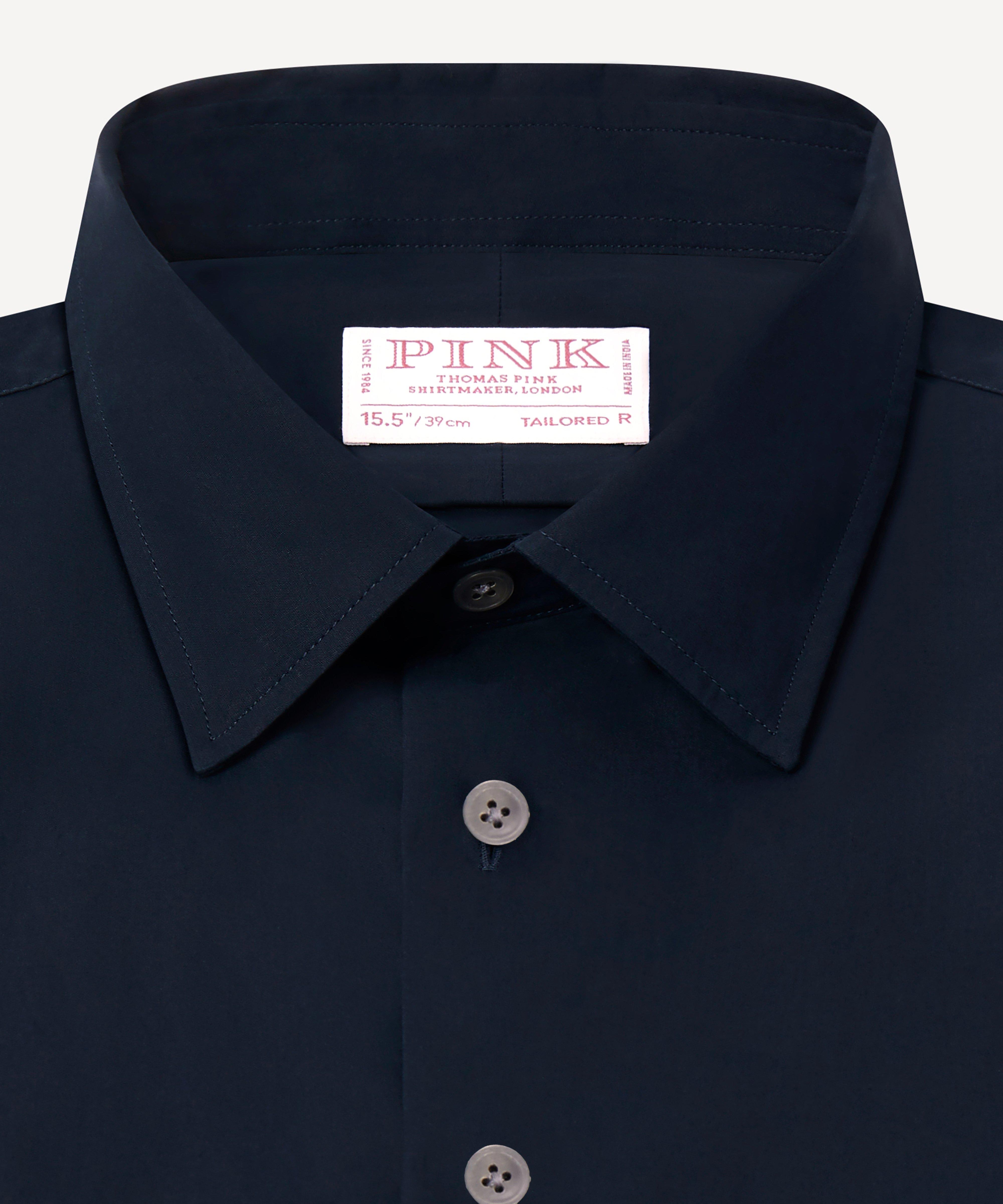 Thomas Pink Shirt Tailored Fit Poplin Plain Blue Formal Cotton-MALFORD OF LONDON SAVILE ROW MENSWEAR OUTLET