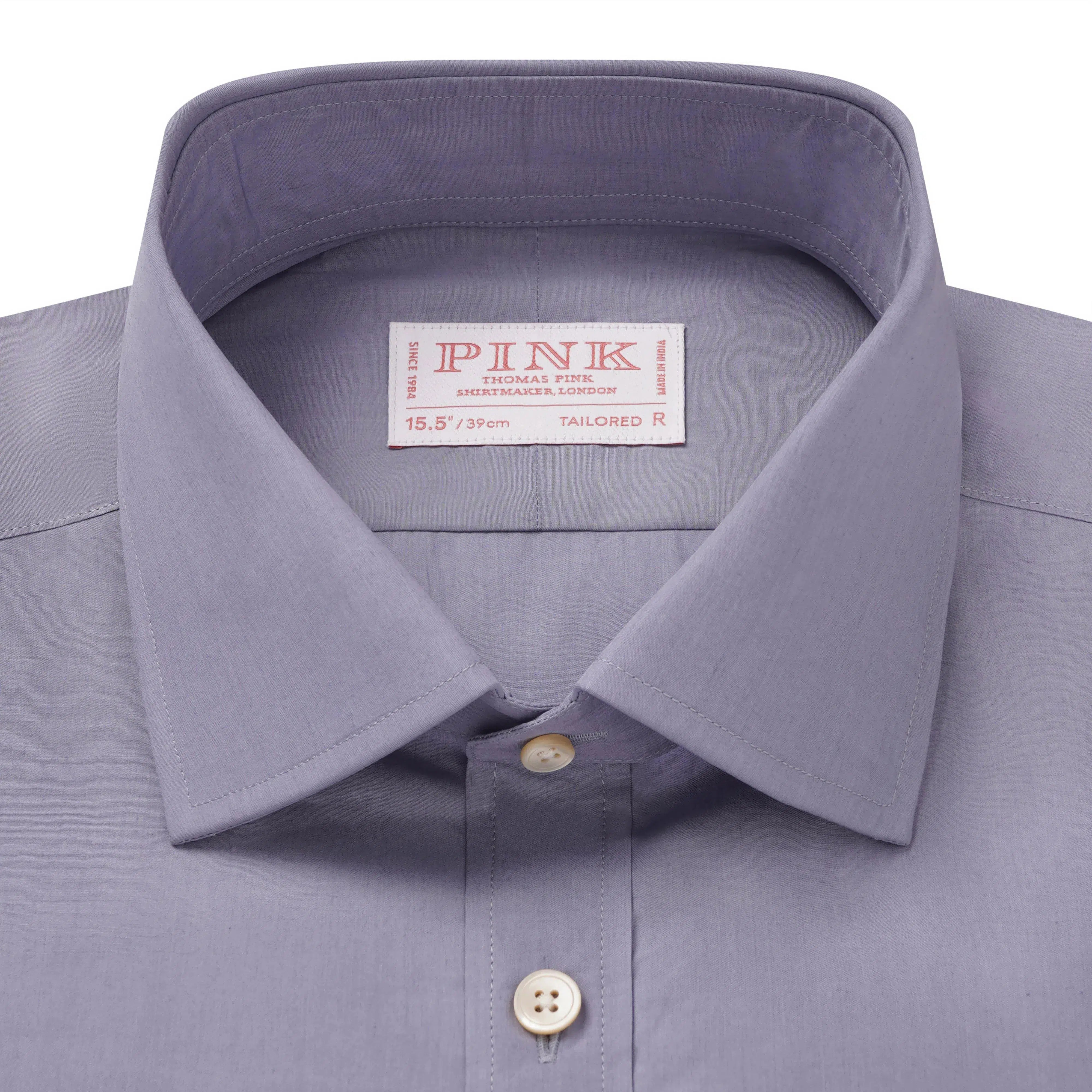 Thomas Pink Shirt Tailored Fit Poplin Plain Blue Formal Cotton-MALFORD OF LONDON SAVILE ROW MENSWEAR OUTLET