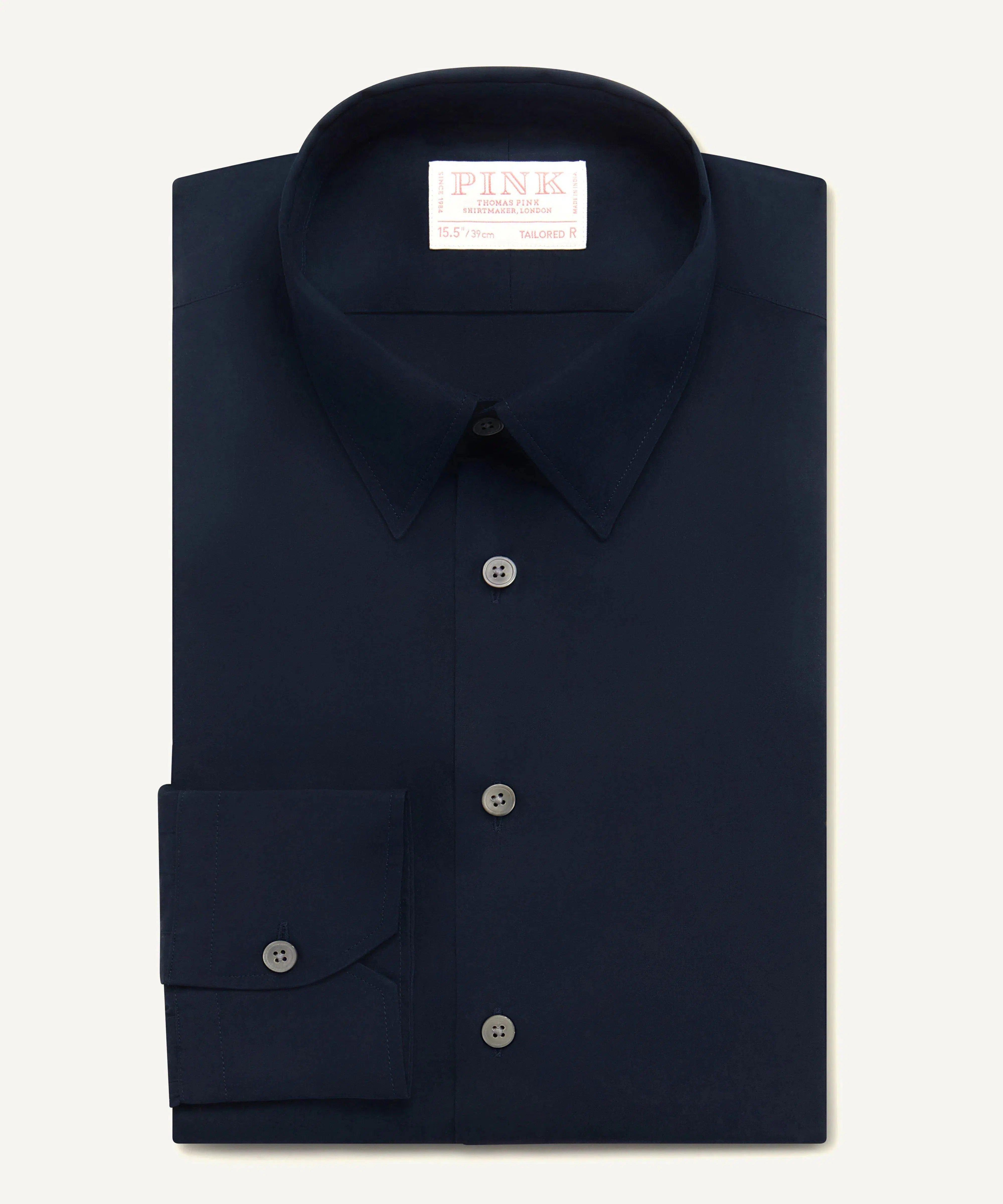 Thomas Pink Shirt Tailored Fit Poplin Plain Blue Formal Cotton-MALFORD OF LONDON SAVILE ROW MENSWEAR OUTLET