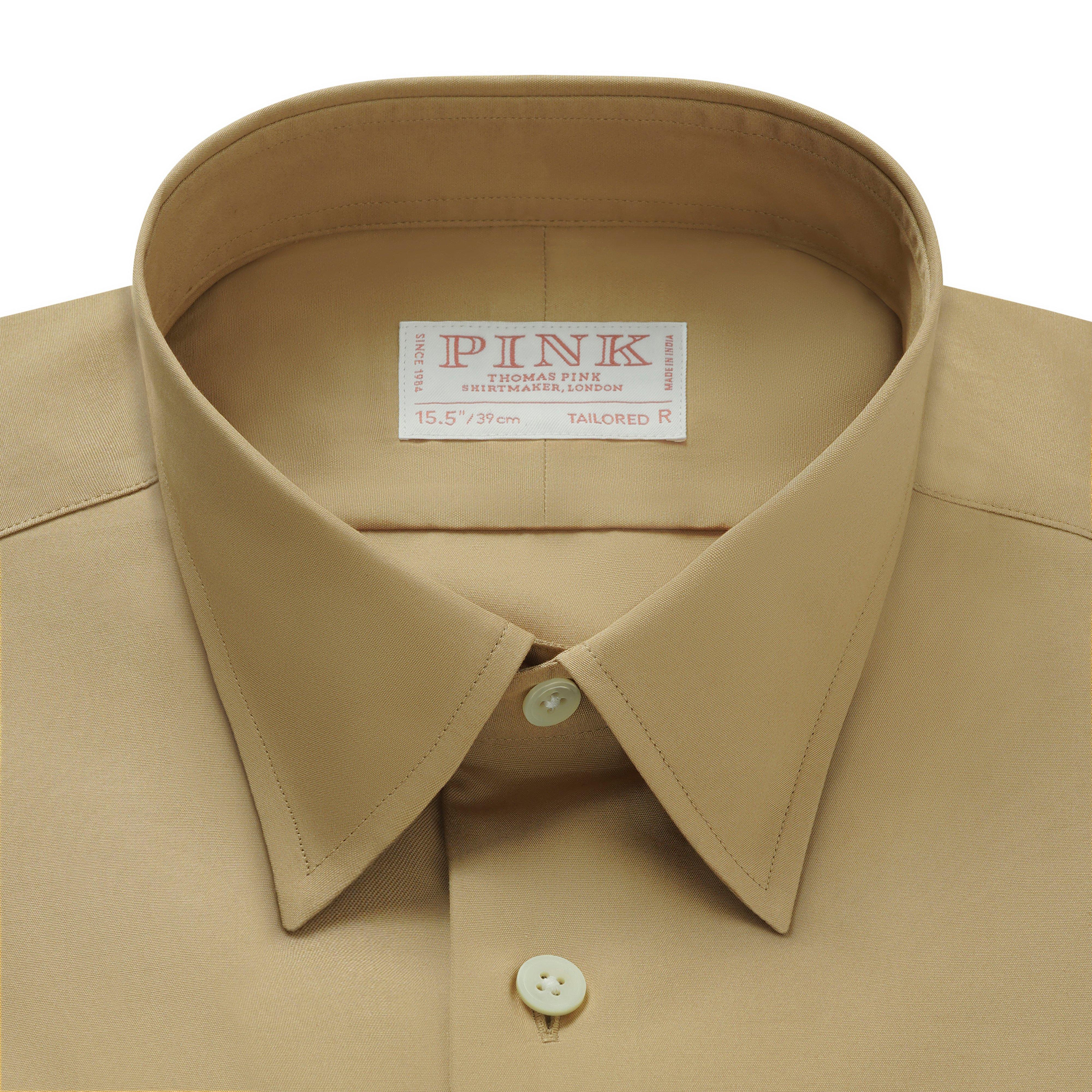 Thomas Pink Shirt Tailored Fit Poplin Plain Neutral Formal Cotton-MALFORD OF LONDON SAVILE ROW MENSWEAR OUTLET