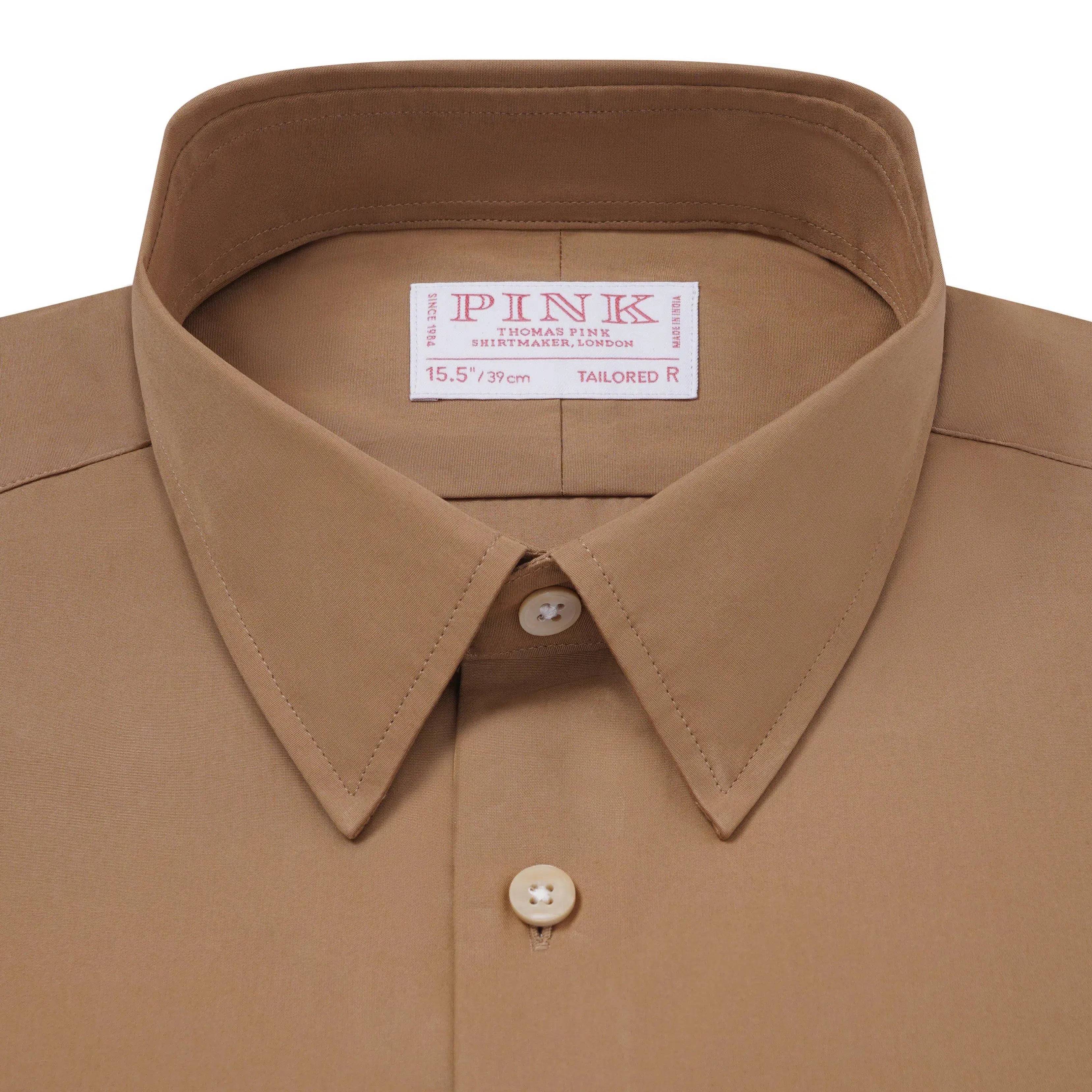 Thomas Pink Shirt Tailored Fit Poplin Plain Neutral Formal Cotton-MALFORD OF LONDON SAVILE ROW MENSWEAR OUTLET