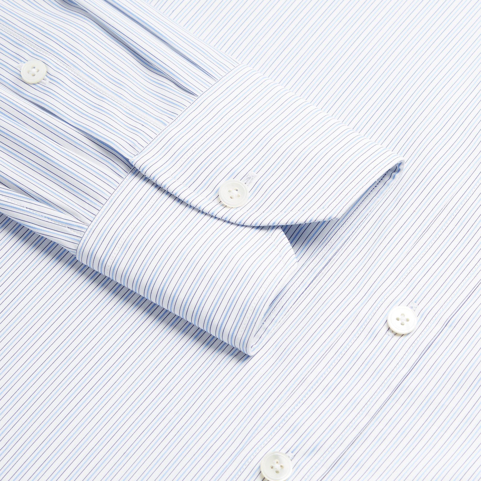 Thomas Pink Shirt Tailored Fit Poplin Stripe Blue Formal Cotton-MALFORD OF LONDON SAVILE ROW MENSWEAR OUTLET