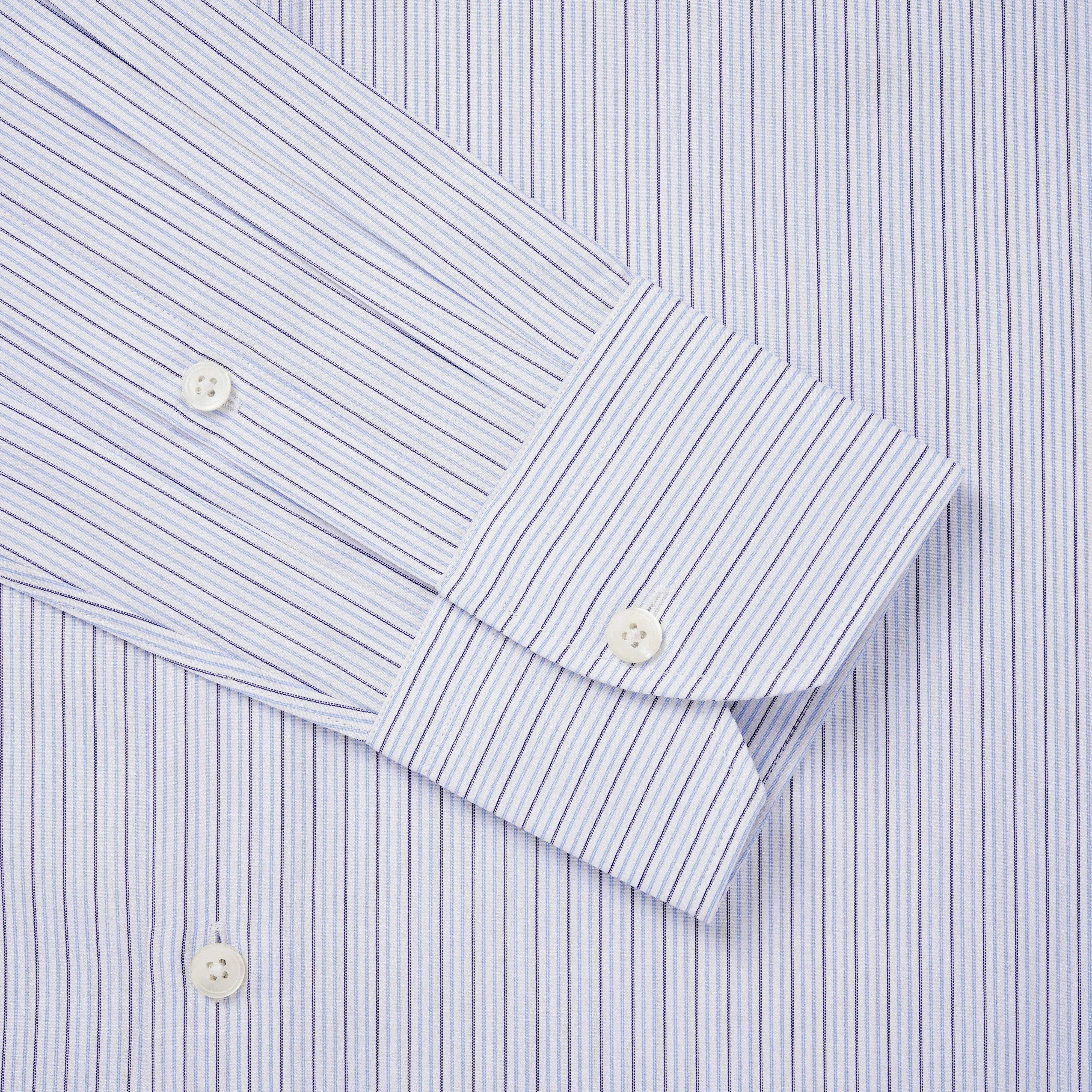 Thomas Pink Shirt Tailored Fit Stripe Blue Formal Cotton-MALFORD OF LONDON SAVILE ROW MENSWEAR OUTLET