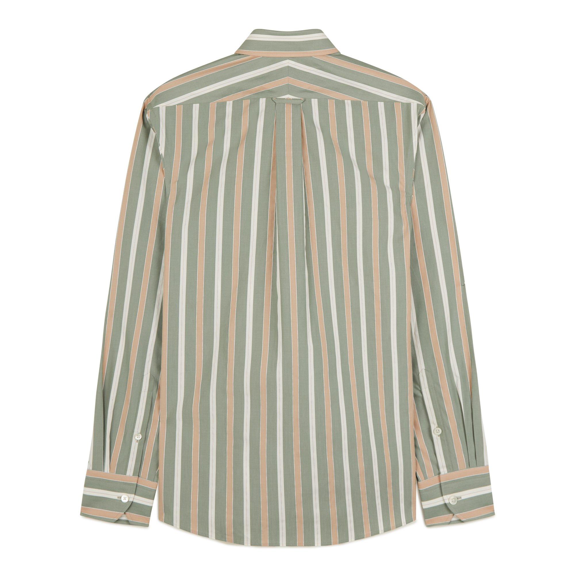 Thomas Pink Shirt Tailored Fit Stripe Green Cotton-MALFORD OF LONDON SAVILE ROW MENSWEAR OUTLET