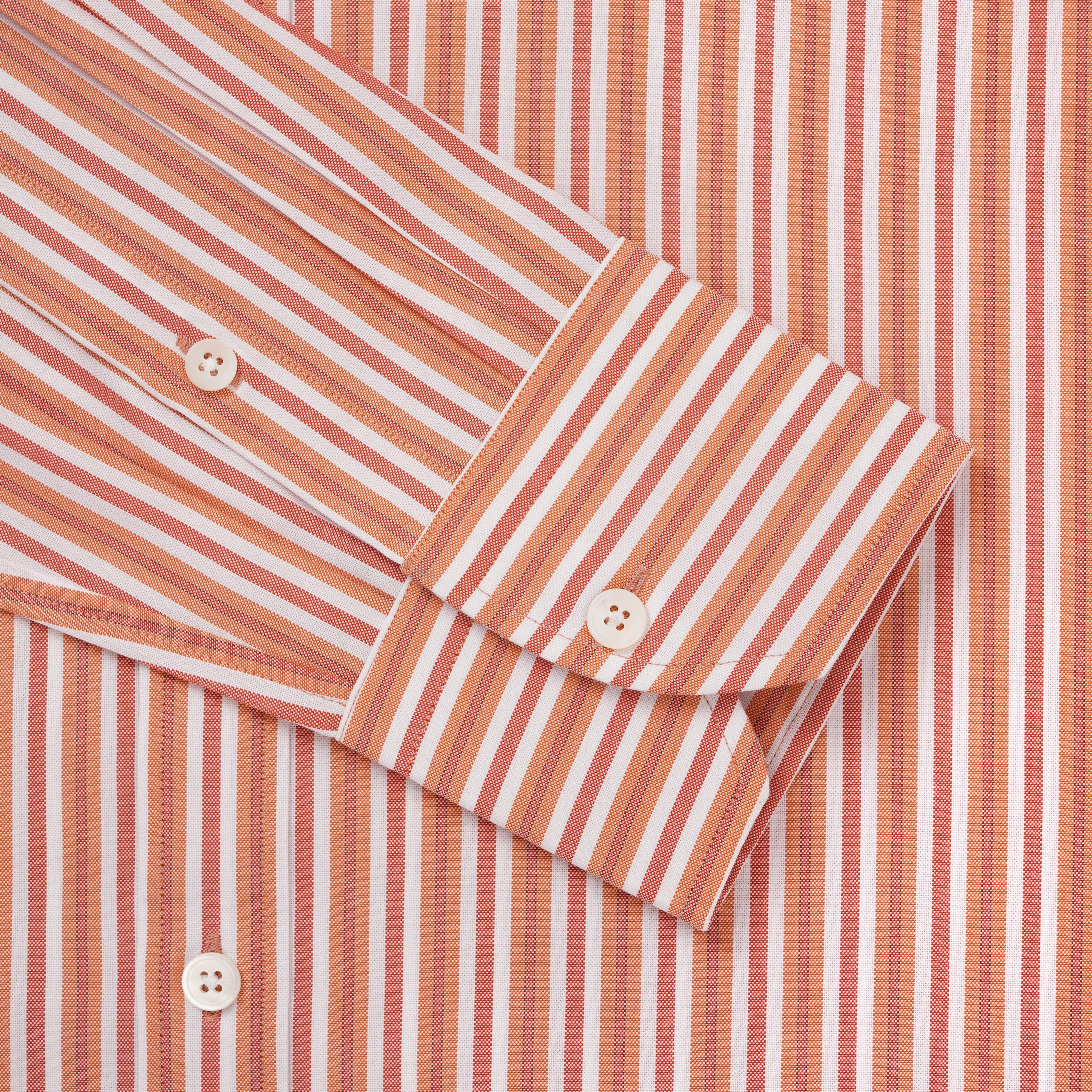 Thomas Pink Shirt Tailored Fit Stripe Orange Formal Cotton-MALFORD OF LONDON SAVILE ROW MENSWEAR OUTLET