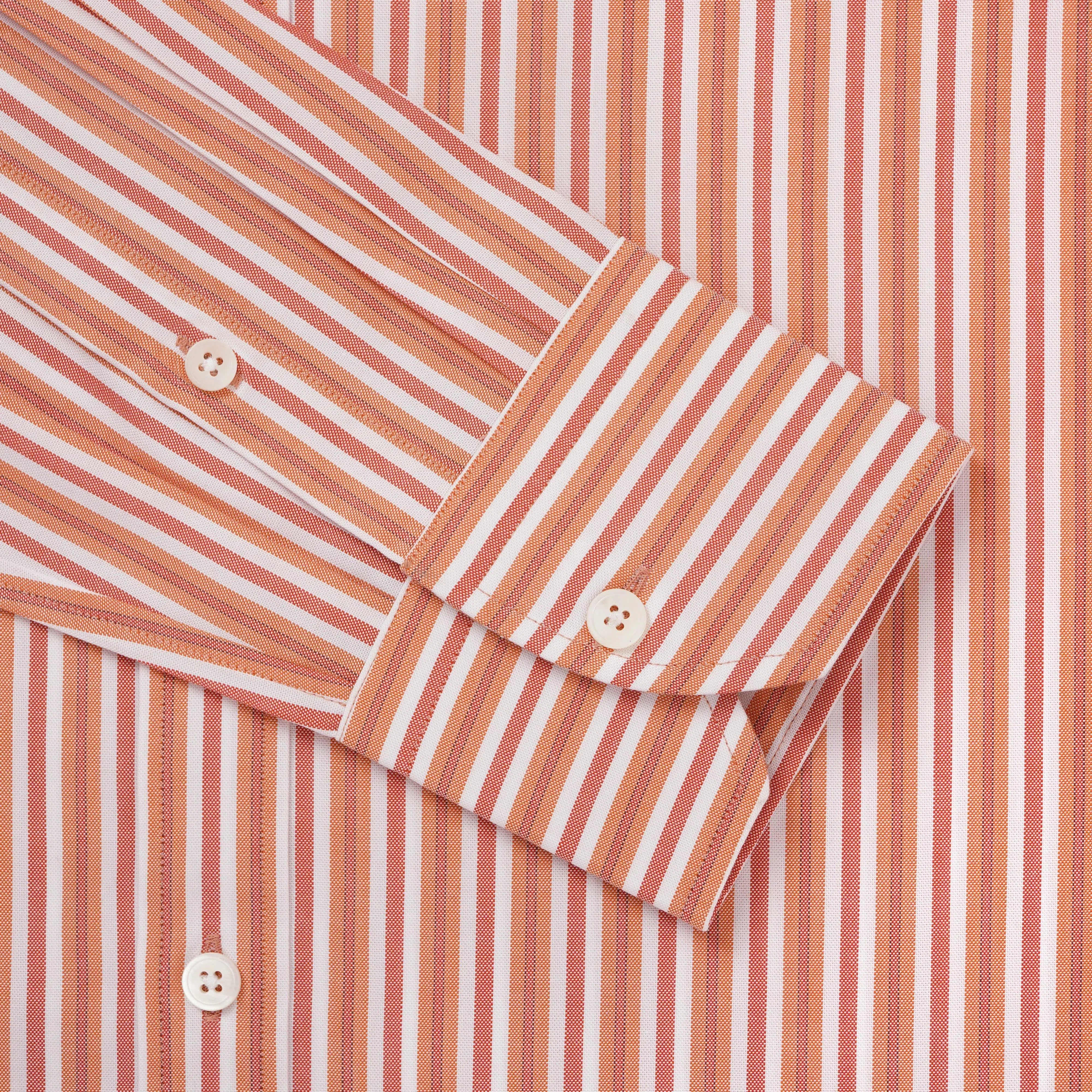 Thomas Pink Shirt Tailored Fit Stripe Orange Formal Cotton-MALFORD OF LONDON SAVILE ROW MENSWEAR OUTLET