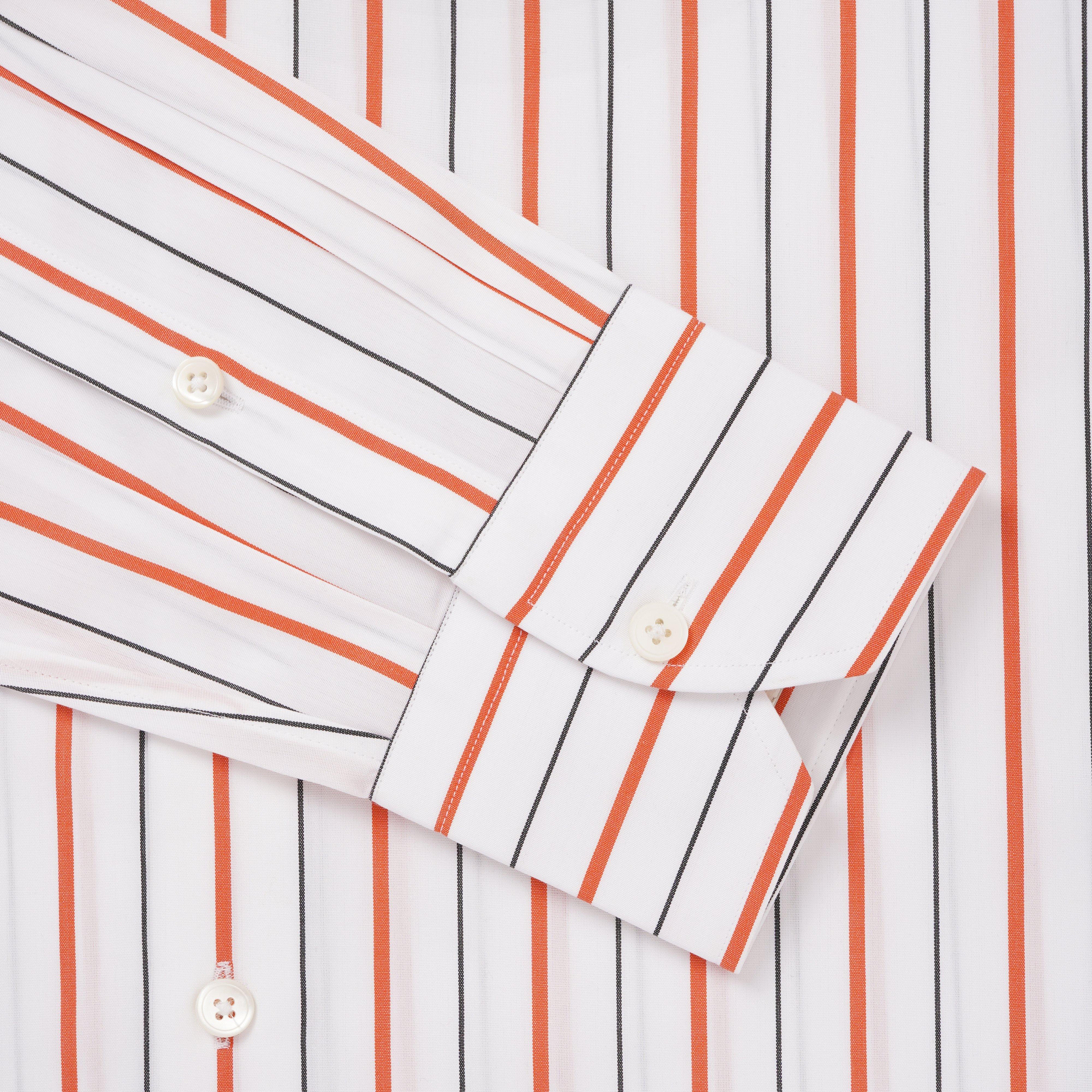 Thomas Pink Shirt Tailored Fit Stripe Orange Formal Cotton-MALFORD OF LONDON SAVILE ROW MENSWEAR OUTLET