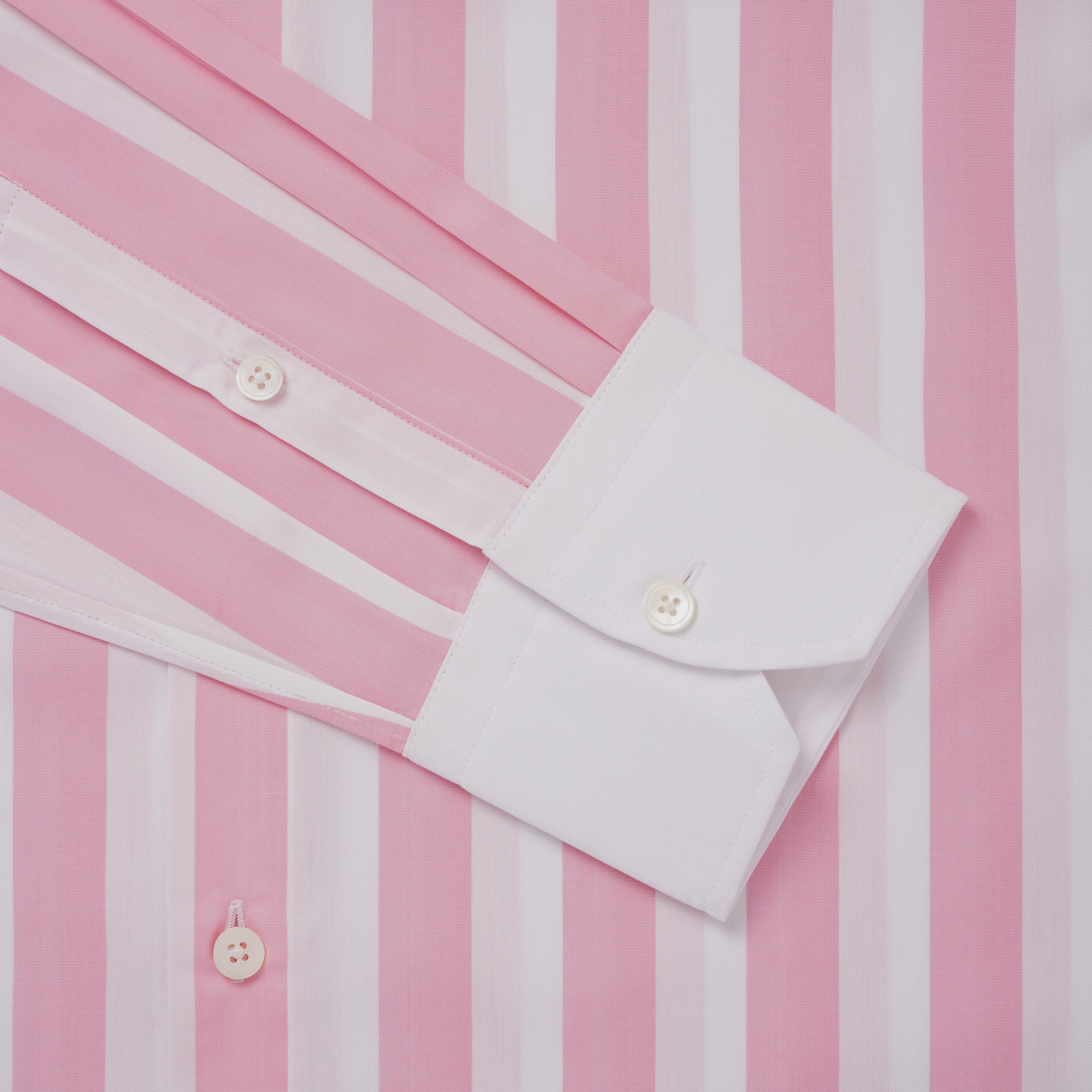 Thomas Pink Shirt Tailored Fit Stripe Pink Formal Cotton-MALFORD OF LONDON SAVILE ROW MENSWEAR OUTLET