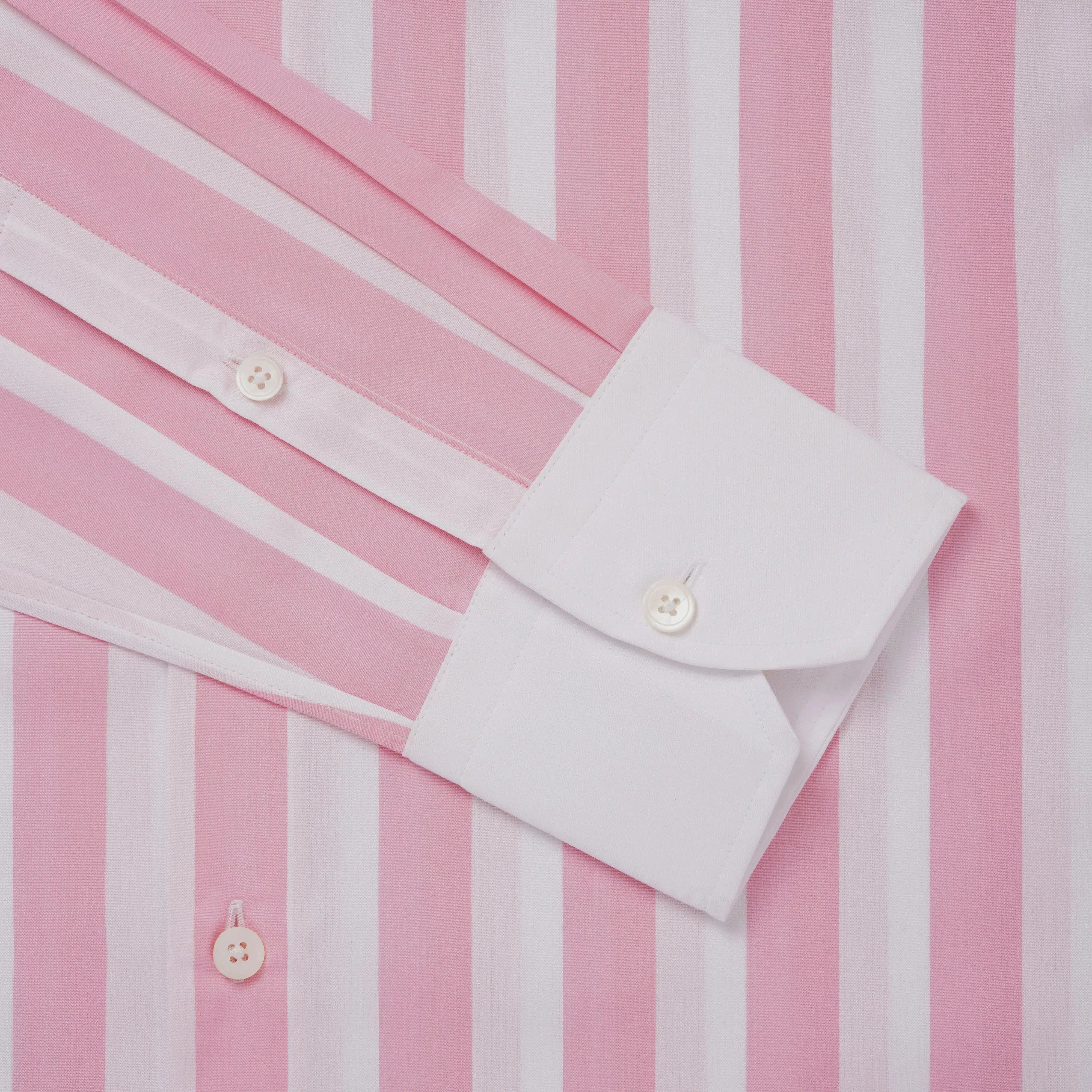 Thomas Pink Shirt Tailored Fit Stripe Pink Formal Cotton-MALFORD OF LONDON SAVILE ROW MENSWEAR OUTLET