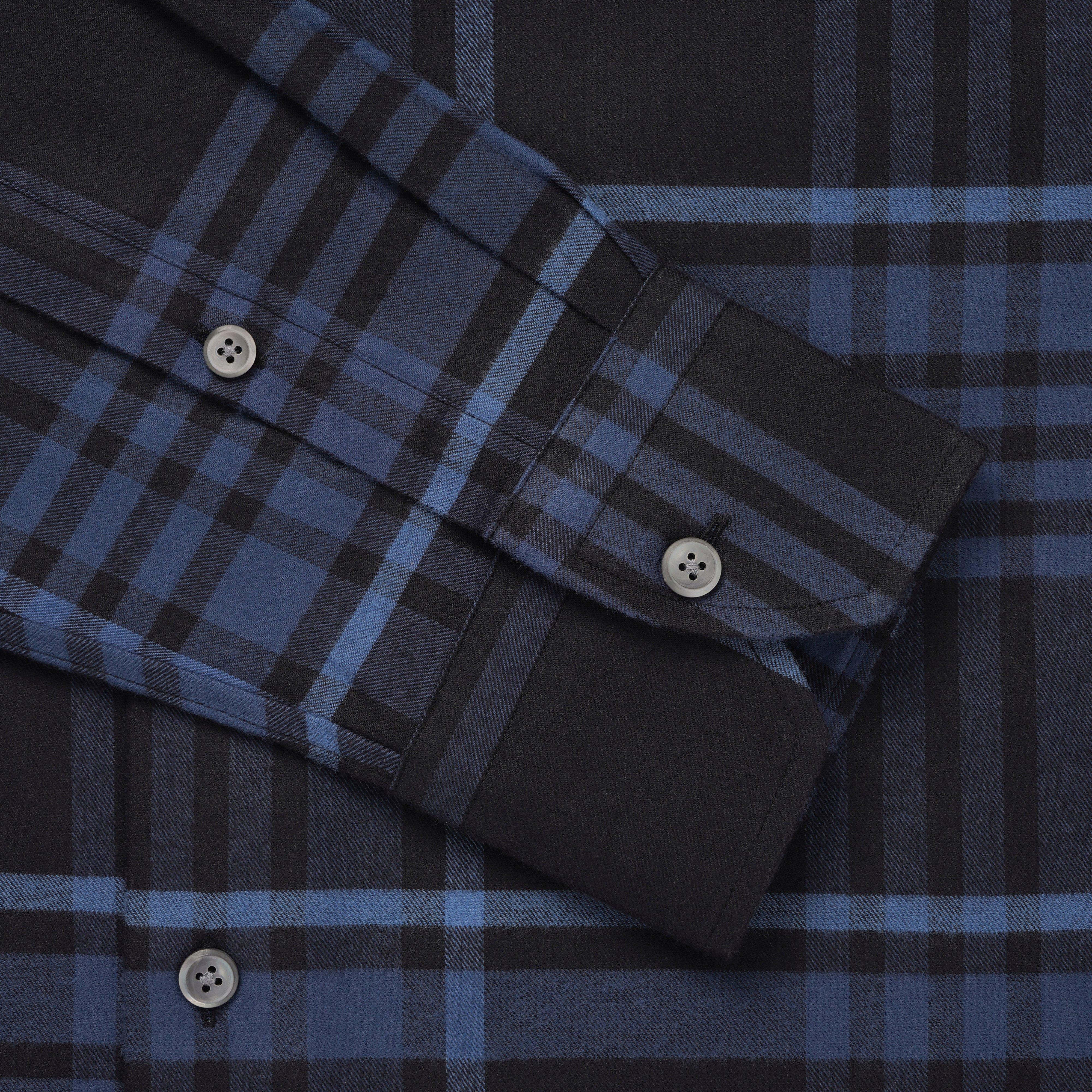 Thomas Pink Shirt Tailored Fit Twill Check Blue Cotton-MALFORD OF LONDON SAVILE ROW MENSWEAR OUTLET