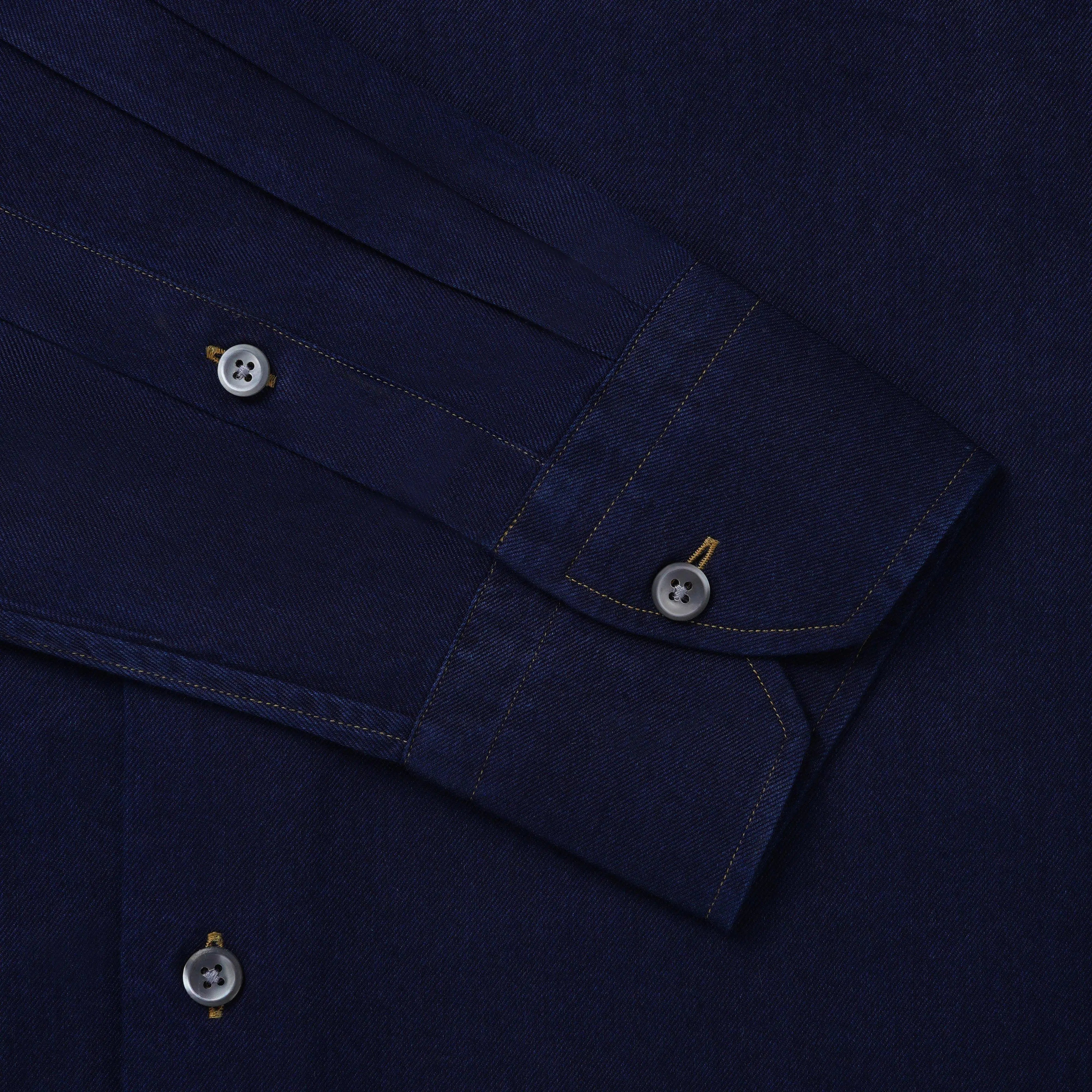 Thomas Pink Shirt Tailored Fit Twill Plain Blue Cotton-MALFORD OF LONDON SAVILE ROW MENSWEAR OUTLET